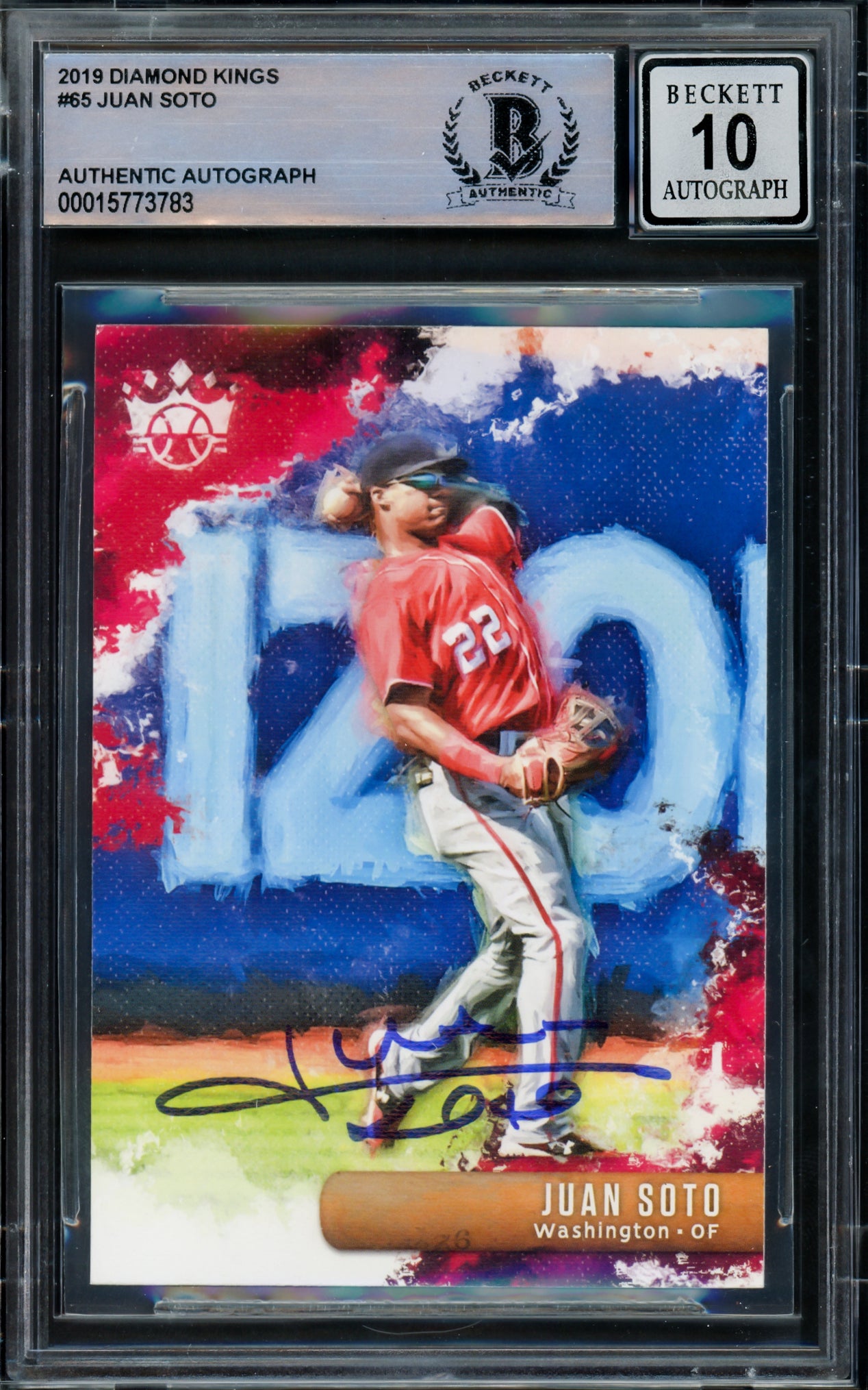 Juan Soto Autographed 2019 Panini Diamond Kings Card #65 New York Mets Auto Grade Gem Mint 10 Beckett BAS #15773783
