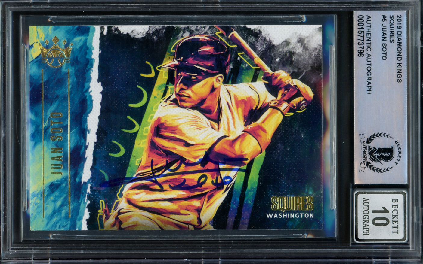 Juan Soto Autographed 2019 Panini Diamond Kings Card #S5 New York Mets Auto Grade Gem Mint 10 Beckett BAS #15773786