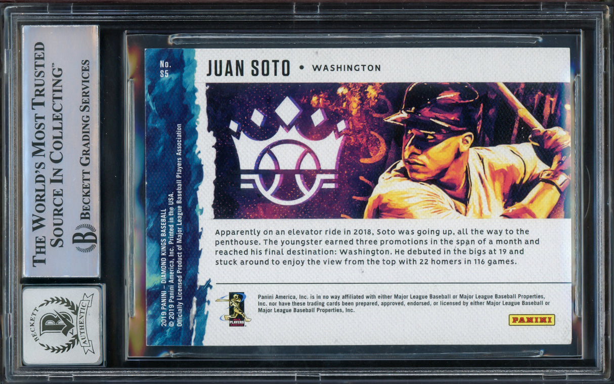 Juan Soto Autographed 2019 Panini Diamond Kings Card #S5 New York Mets Auto Grade Gem Mint 10 Beckett BAS #15773786