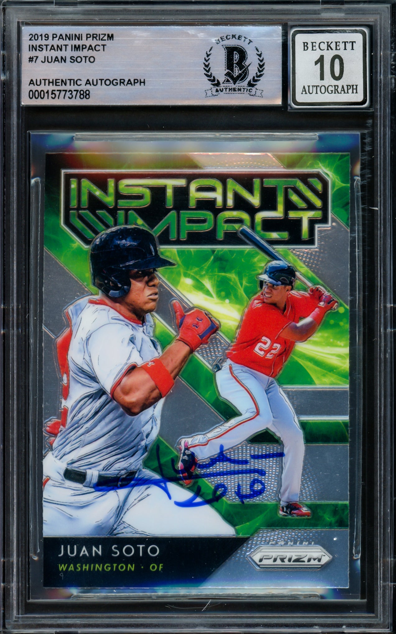 Juan Soto Autographed 2019 Panini Prizm Card #II-7 New York Mets Auto Grade Gem Mint 10 Beckett BAS #15773788