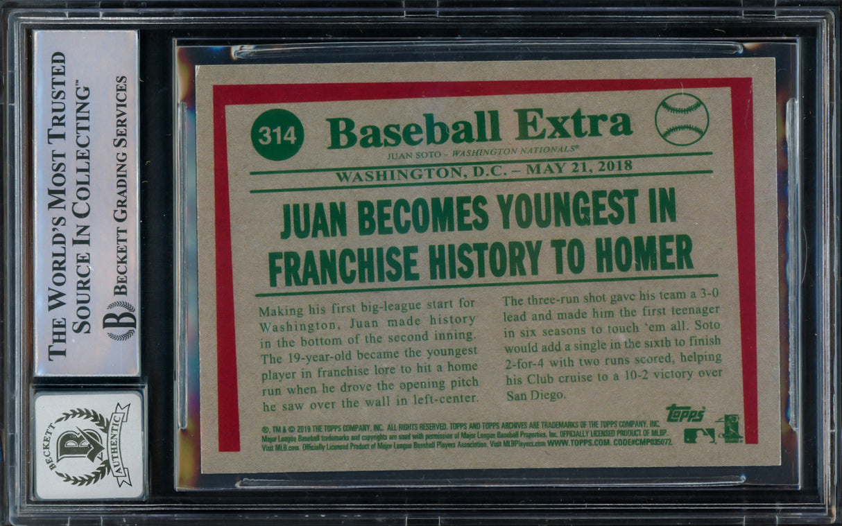 Juan Soto Autographed 2019 Topps Archives Card #314 New York Mets Auto Grade Gem Mint 10 Beckett BAS #15773798