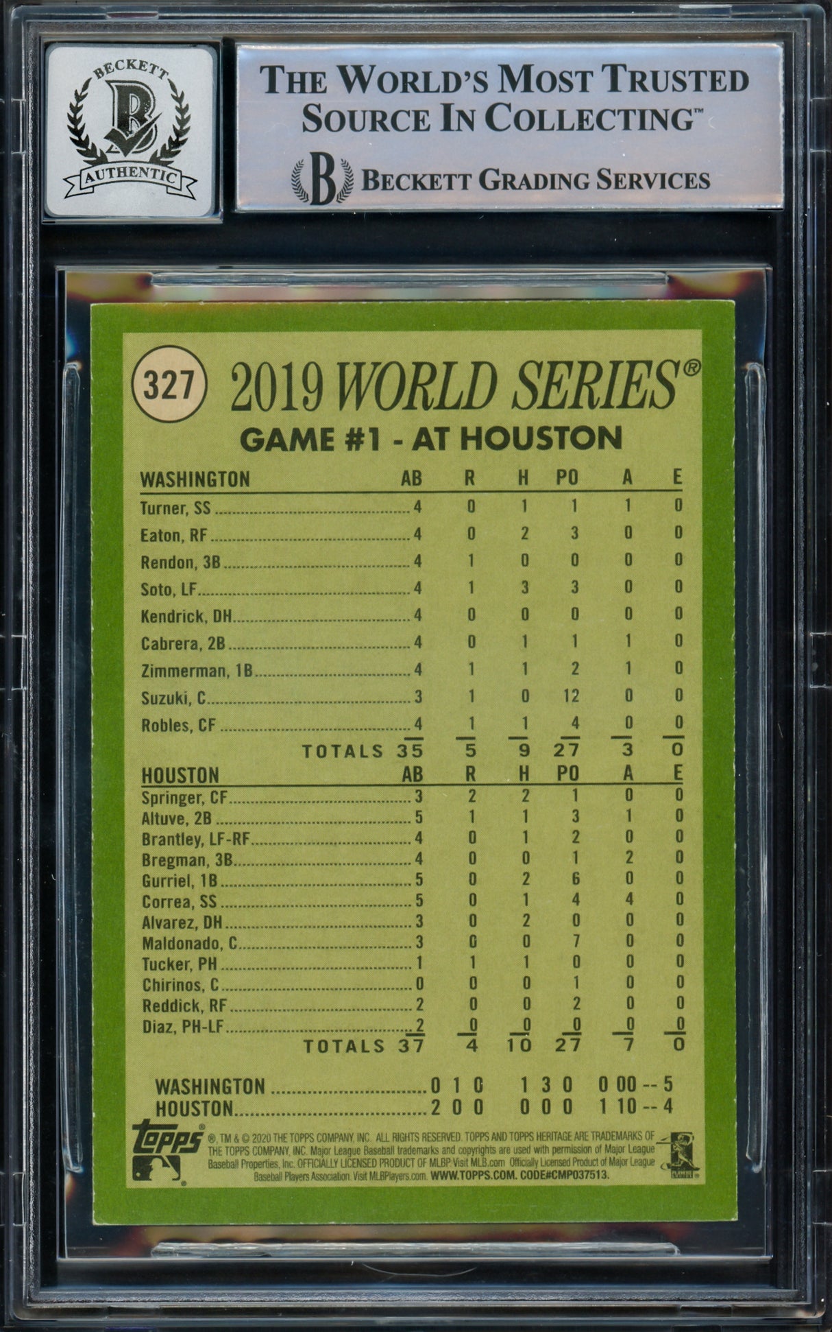 Juan Soto Autographed 2020 Topps Heritage Card #327 New York Mets Auto Grade Gem Mint 10 Beckett BAS #15774045