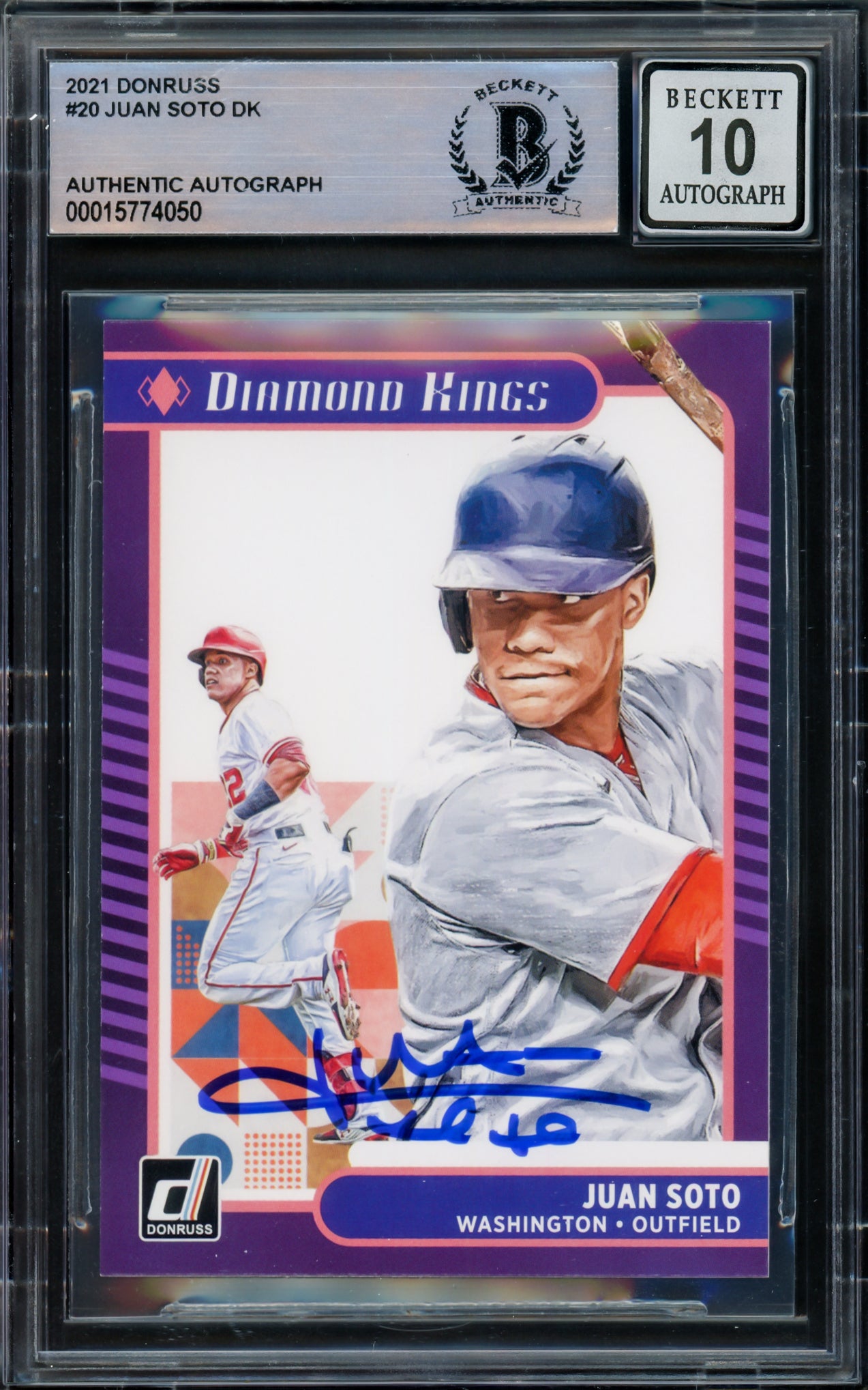 Juan Soto Autographed 2021 Donruss Diamond Kings Card #20 New York Mets Auto Grade Gem Mint 10 Beckett BAS #15774050