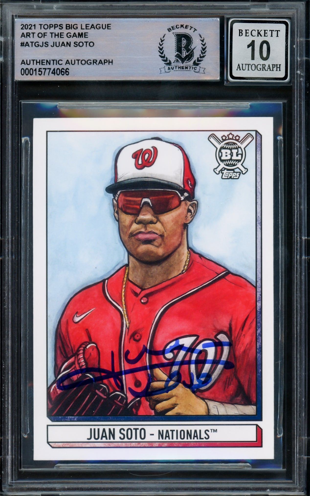 Juan Soto Autographed 2021 Topps Big League Art of the Game Card #ATG-JS New York Mets Auto Grade Gem Mint 10 Beckett BAS #15774066