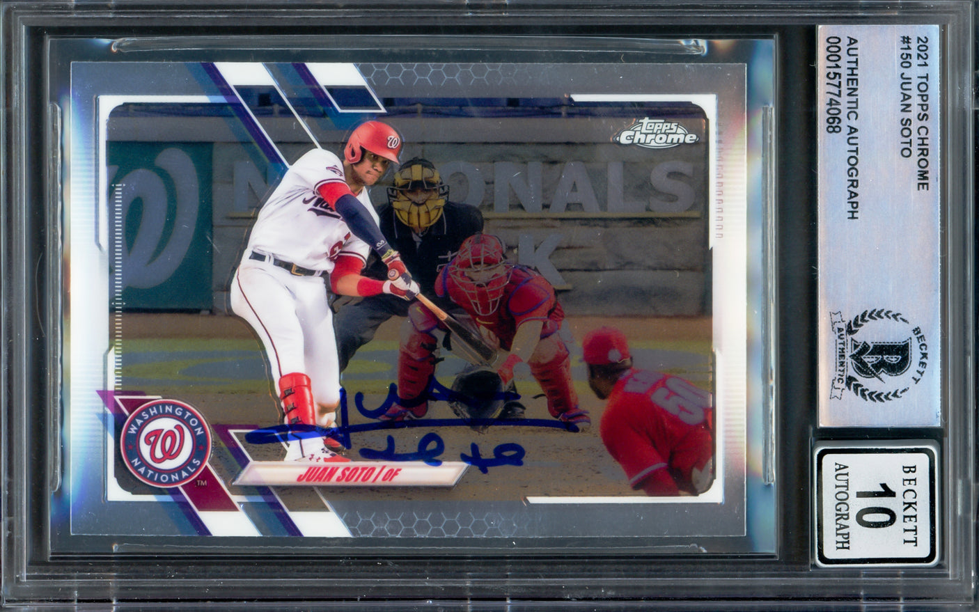 Juan Soto Autographed 2021 Topps Chrome Card #150 New York Mets Auto Grade Gem Mint 10 Beckett BAS #15774068