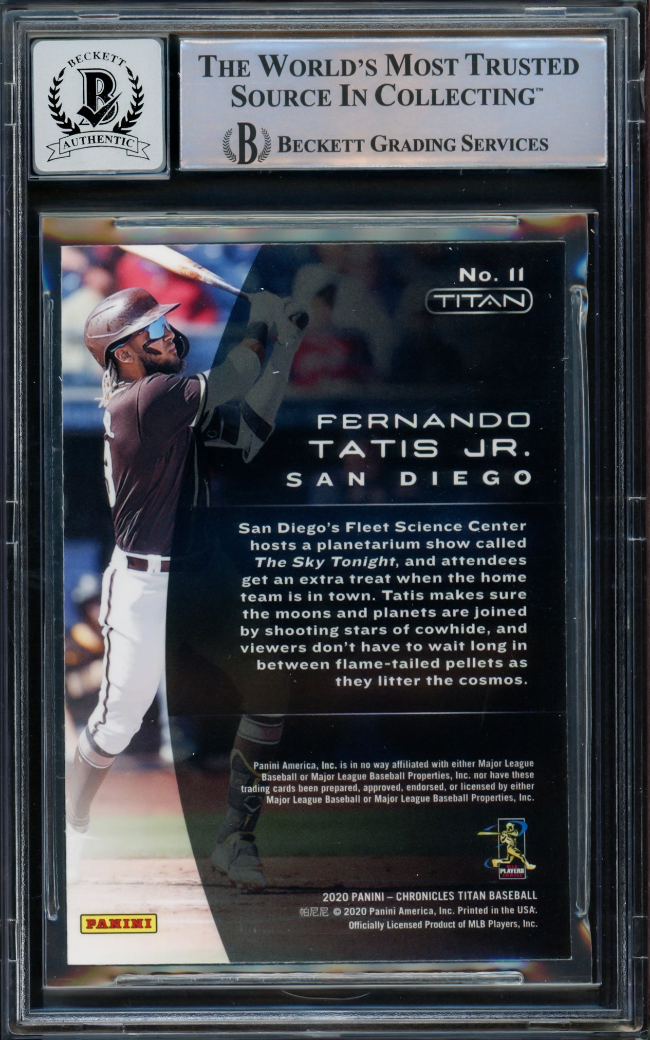 Fernando Tatis Jr. Autographed 2020 Panini Chronicles Titan Card #11 San Diego Padres Auto Grade Gem Mint 10 Beckett BAS #15774560