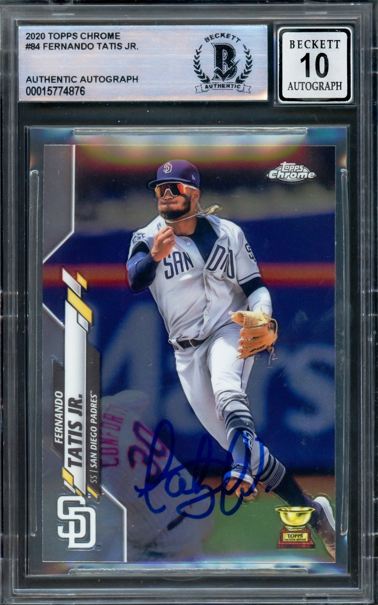 Fernando Tatis Jr. Autographed 2020 Topps Chrome Card #84 San Diego Padres Auto Grade Gem Mint 10 Beckett BAS #15774876