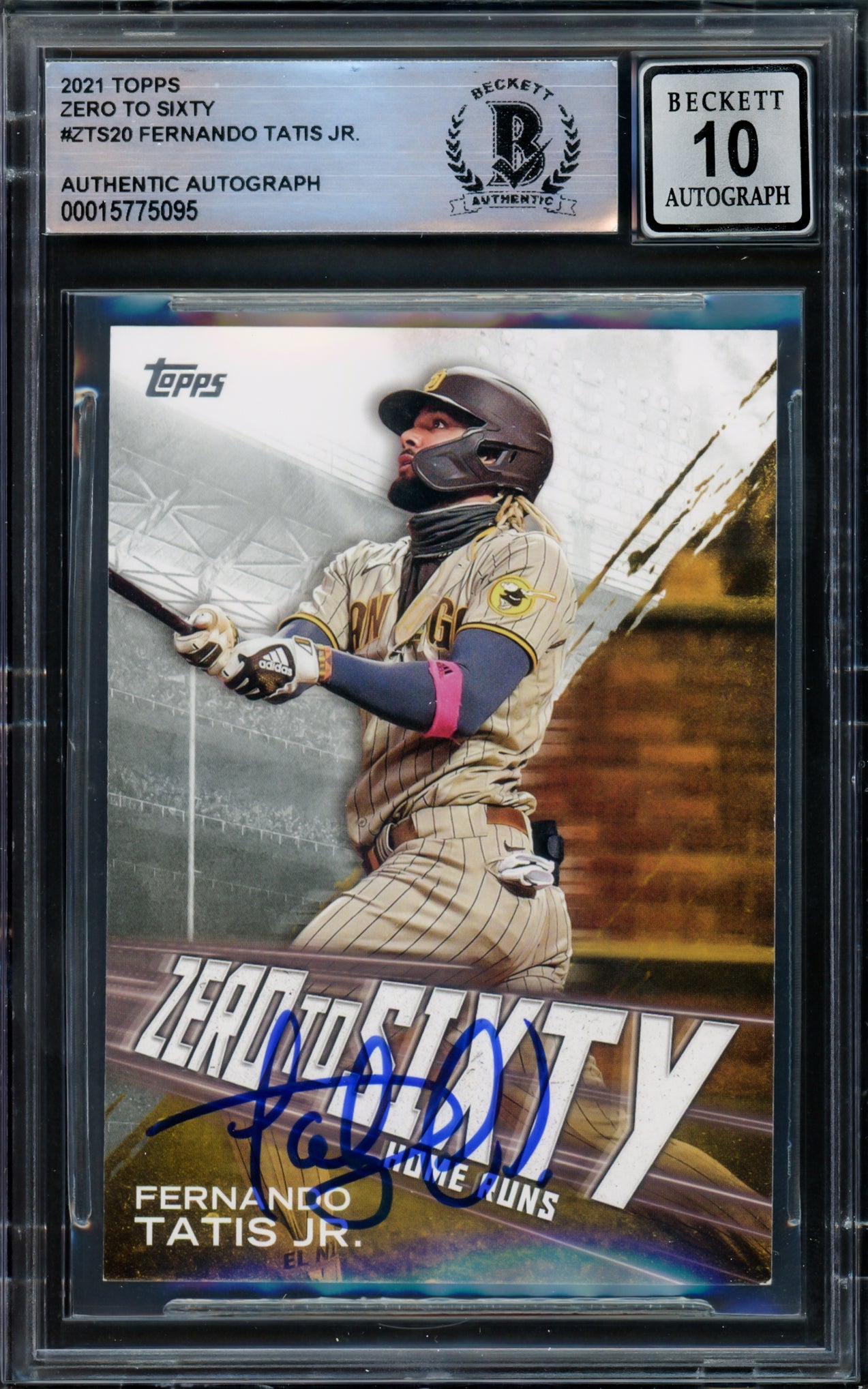 Fernando Tatis Jr. Autographed 2021 Topps Zero To Sixty Card #ZTS-20 San Diego Padres Auto Grade Gem Mint 10 Beckett BAS #15775095