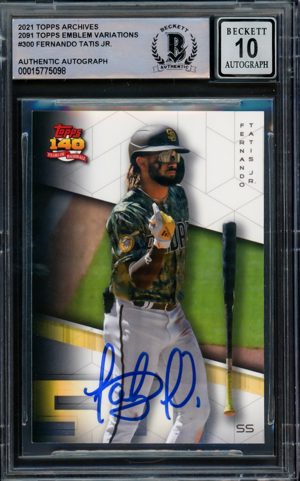 Fernando Tatis Jr. Autographed 2021 Topps Archives 140 Years of Baseball Card #300 San Diego Padres Auto Grade Gem Mint 10 Beckett BAS #15775098