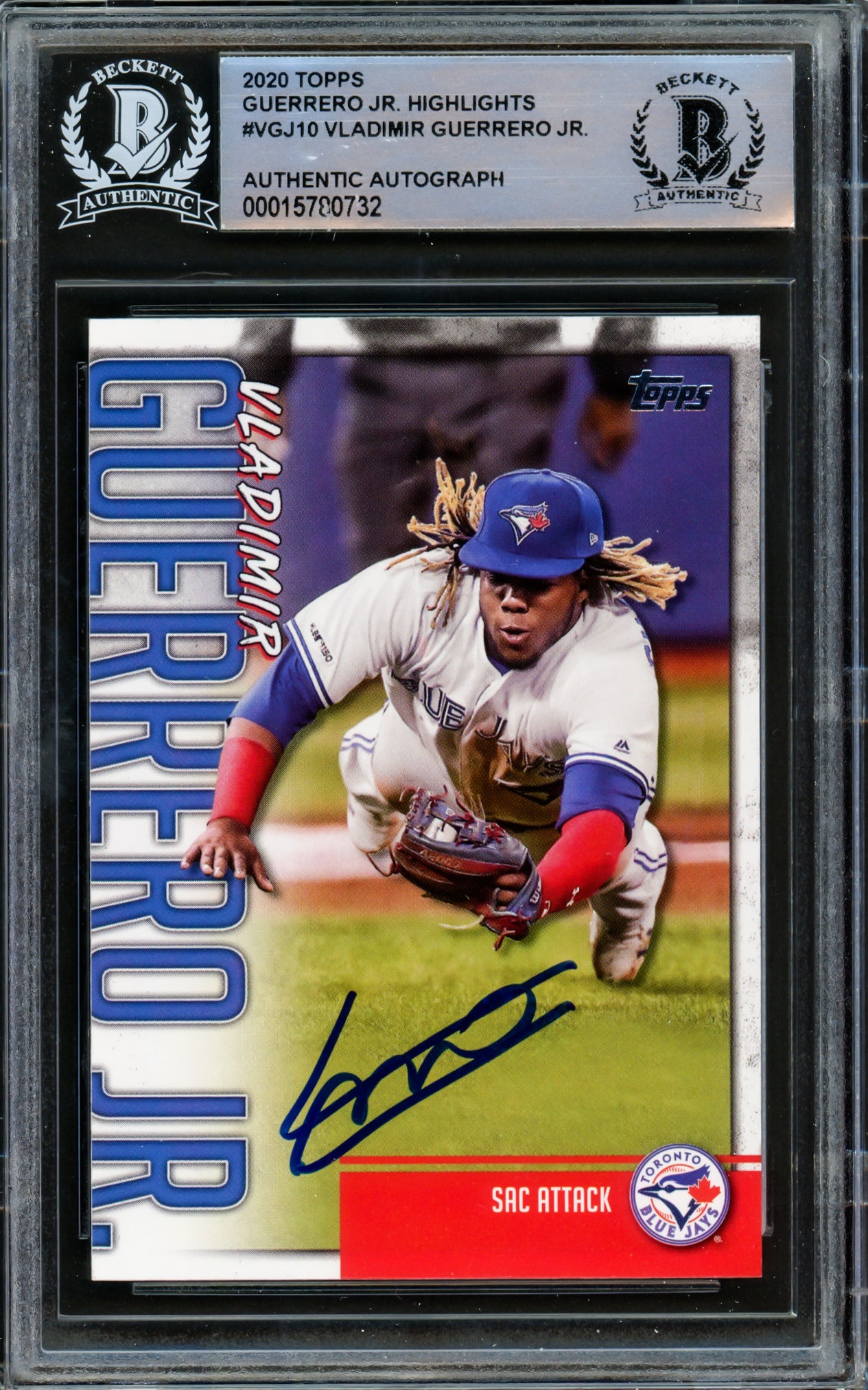 Vladimir Guerrero Jr. Autographed 2020 Topps Highlights Card #VGJ-10 Toronto Blue Jays Beckett BAS #15780732