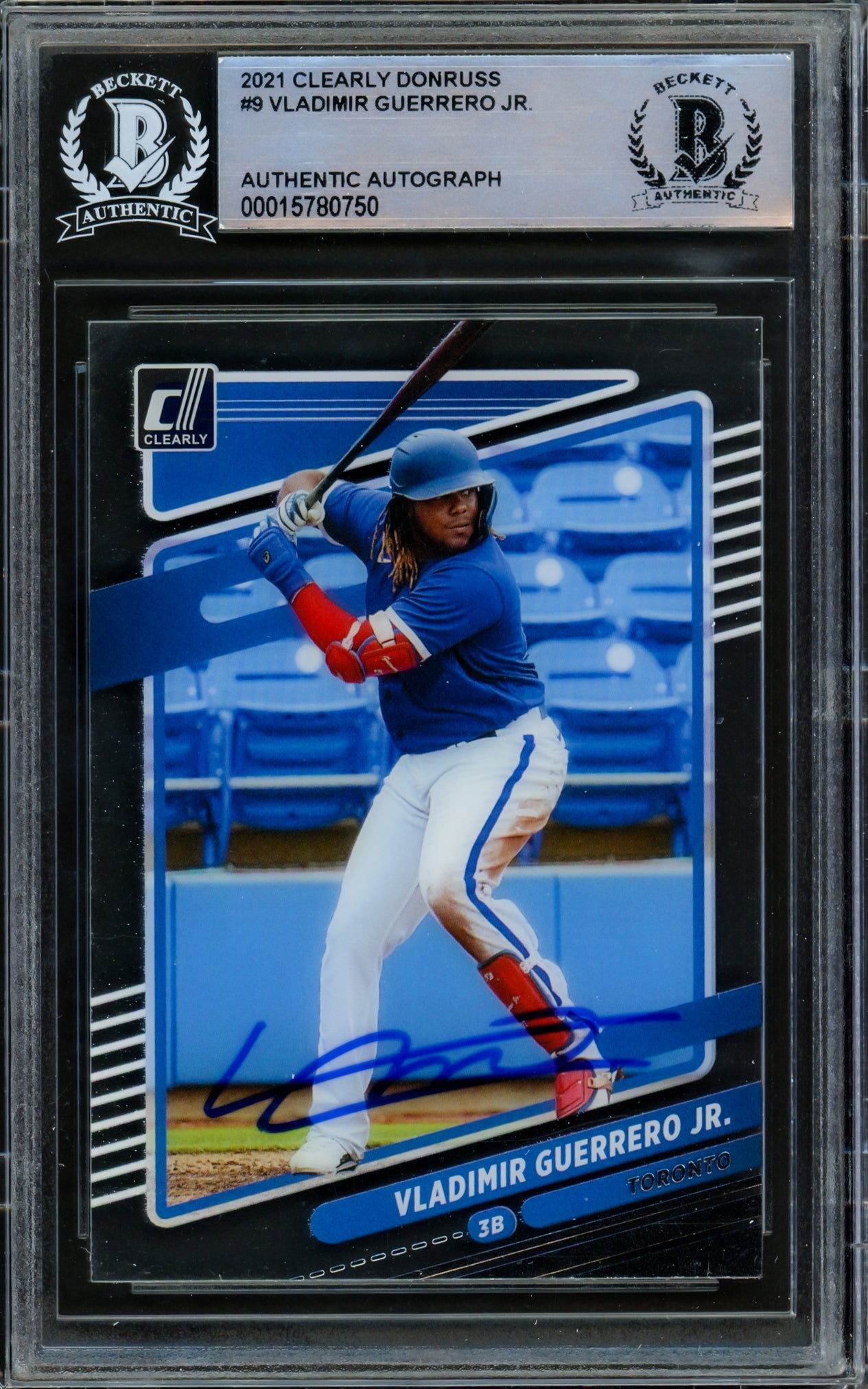 Vladimir Guerrero Jr. Autographed 2021 Donruss Clearly Card #9 Toronto Blue Jays Beckett BAS #15780750