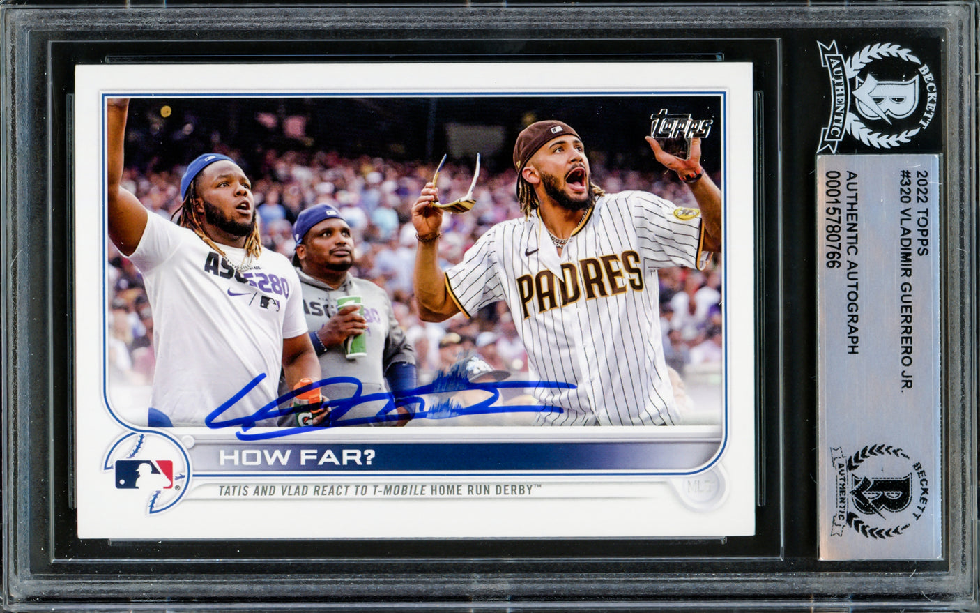 Vladimir Guerrero Jr. Autographed 2022 Topps Card #320 Toronto Blue Jays (Smudged) Beckett BAS #15780766