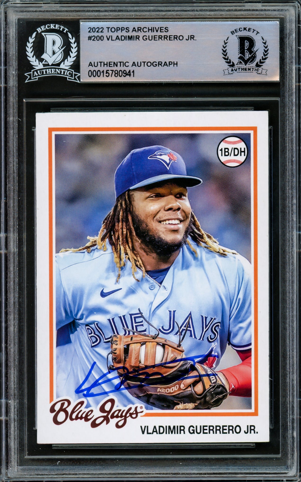 Vladimir Guerrero Jr. Autographed 2022 Topps Archives Card #200 Toronto Blue Jays Beckett BAS #15780941
