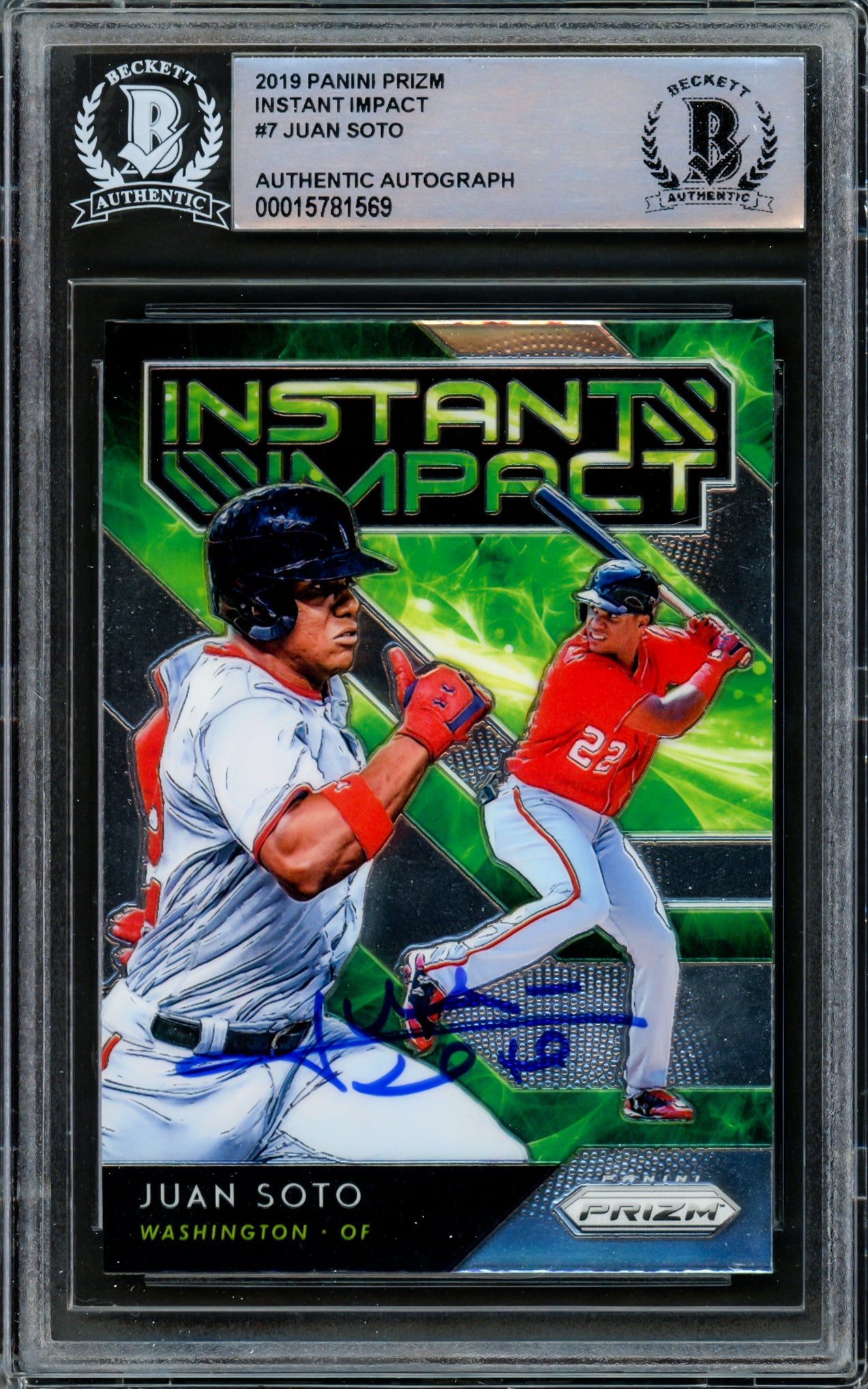 Juan Soto Autographed 2019 Panini Prizm Instant Impact Card #II-7 New York Mets Beckett BAS #15781569