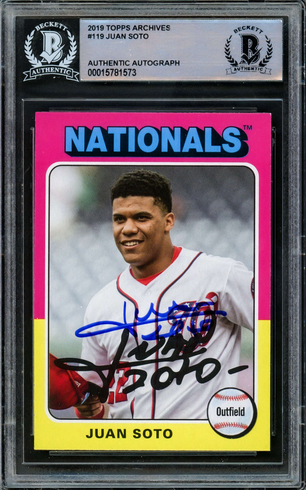 Juan Soto Autographed 2019 Topps Archives Card #119 New York Mets Beckett BAS #15781573