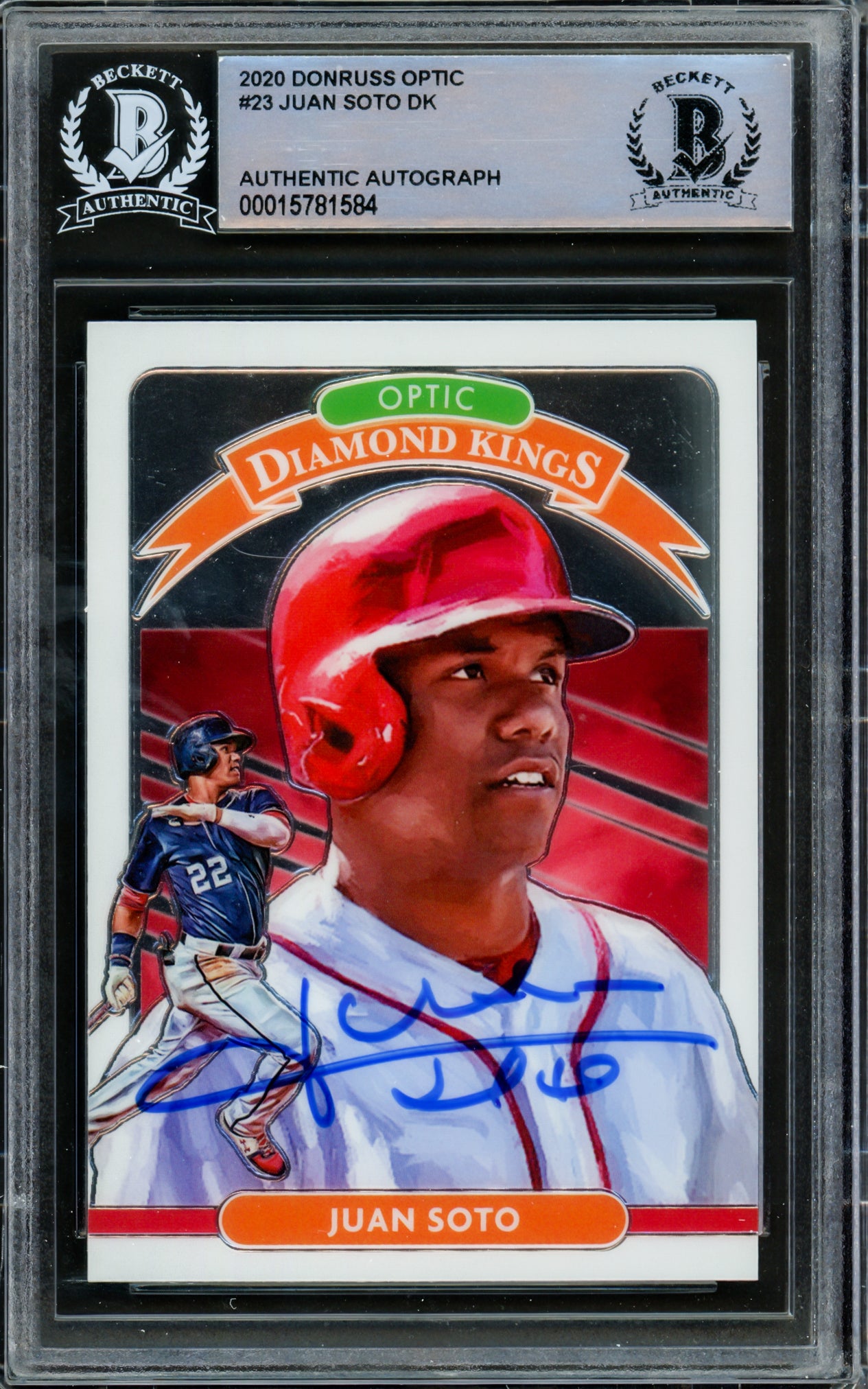 Juan Soto Autographed 2020 Donruss Optic Diamond Kings Card #23 New York Mets Beckett BAS #15781584