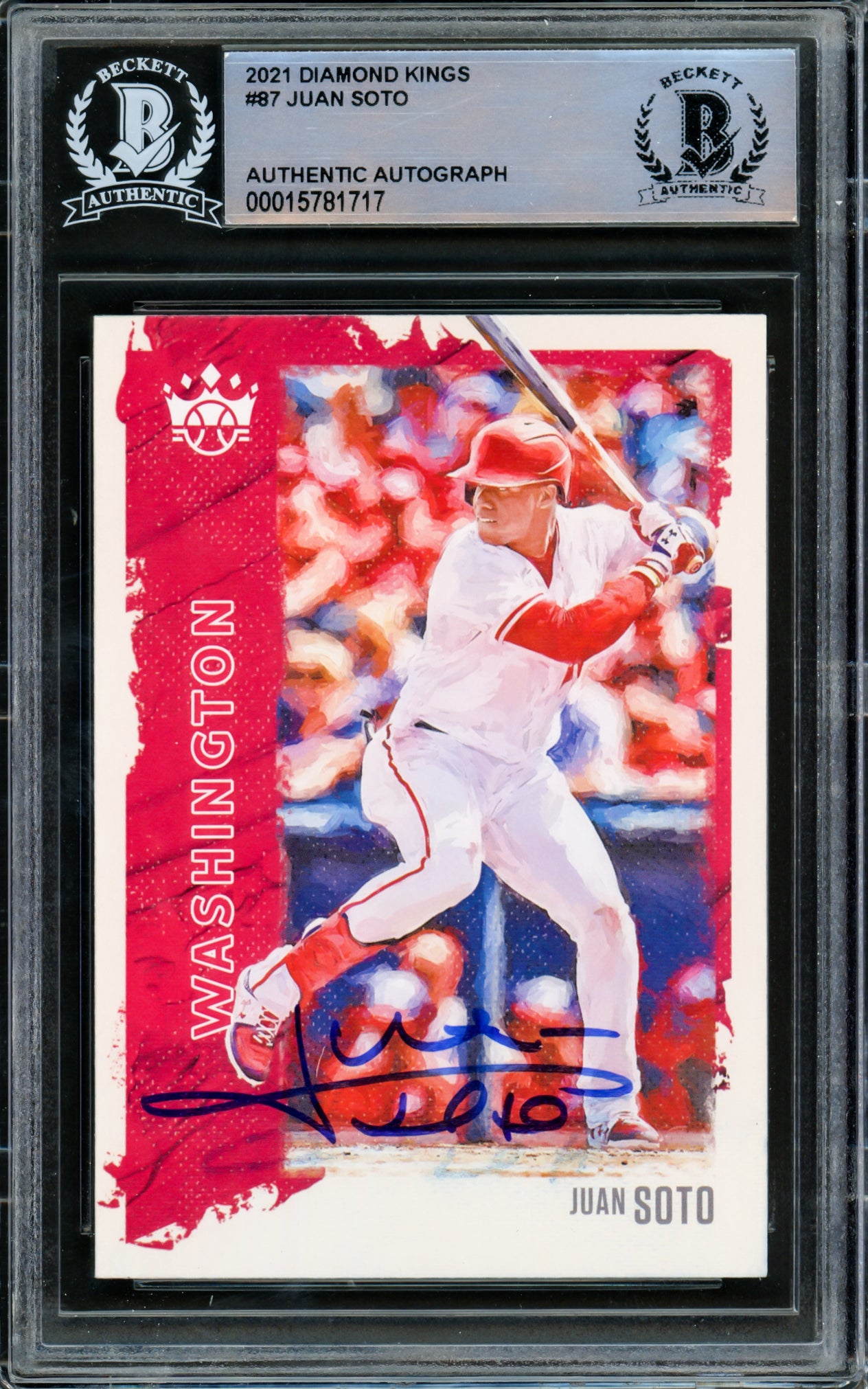 Juan Soto Autographed 2021 Donruss Diamond Kings Card #87 New York Mets Beckett BAS #15781717