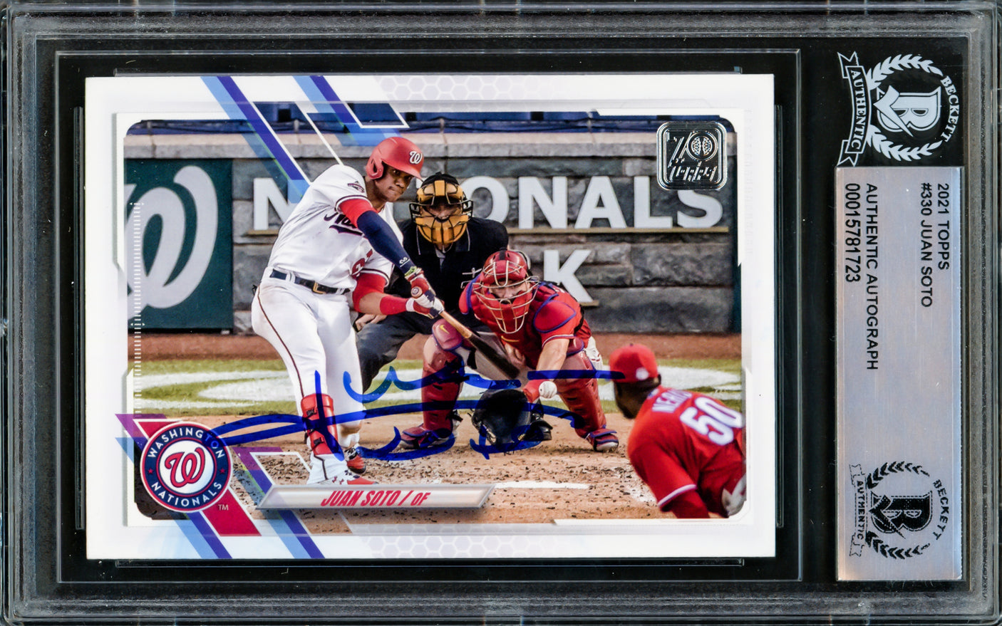 Juan Soto Autographed 2021 Topps Card #330 New York Mets Beckett BAS #15781723