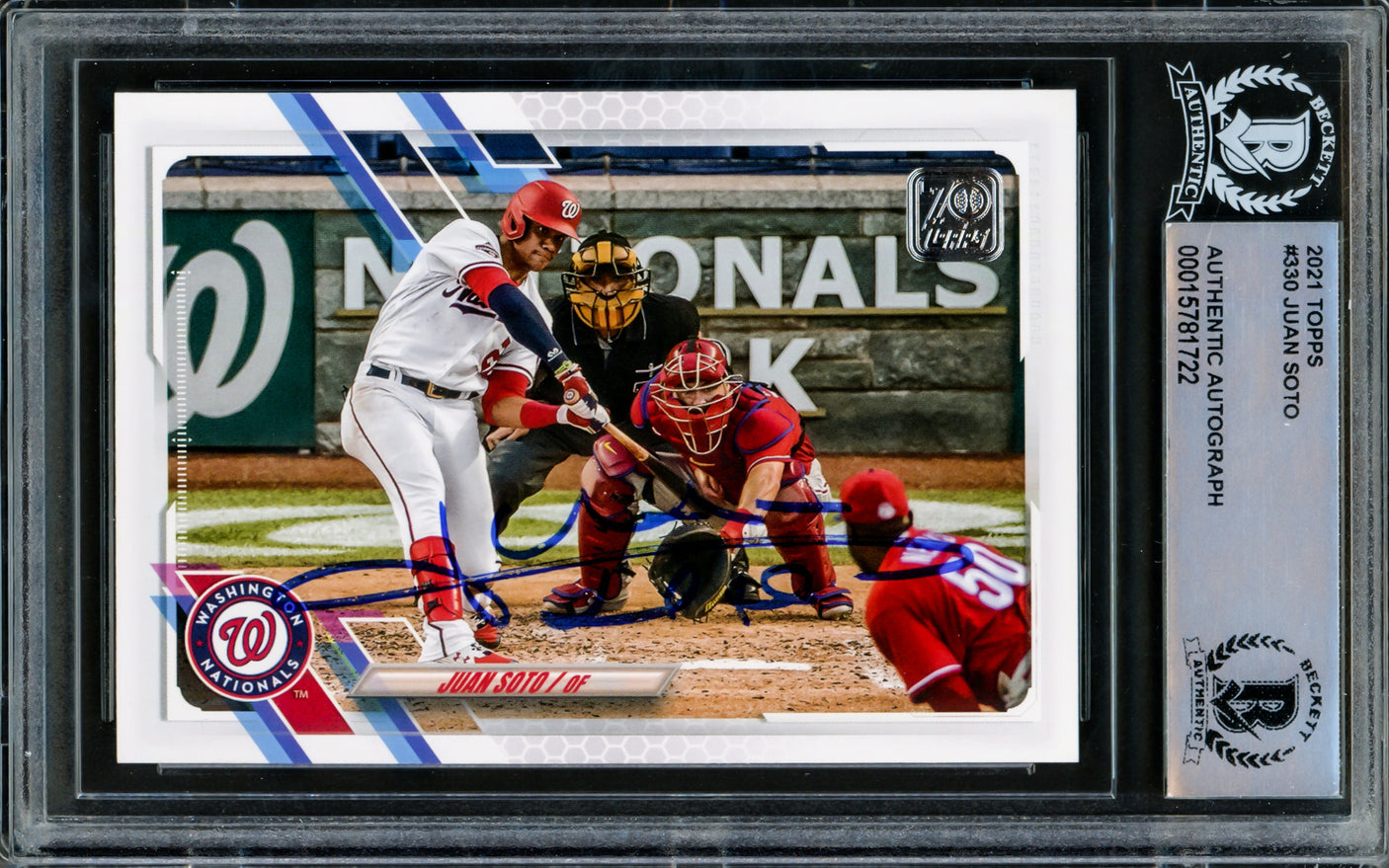 Juan Soto Autographed 2021 Topps Card #330 New York Mets Beckett BAS #15781722