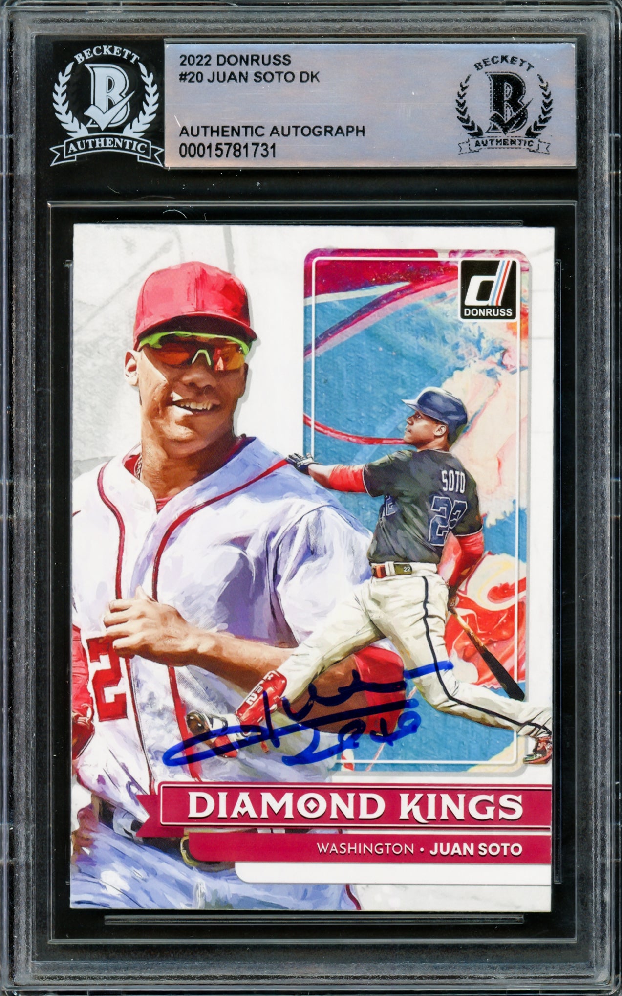 Juan Soto Autographed 2022 Donruss Diamond Kings Card #20 New York Mets Beckett BAS #15781731