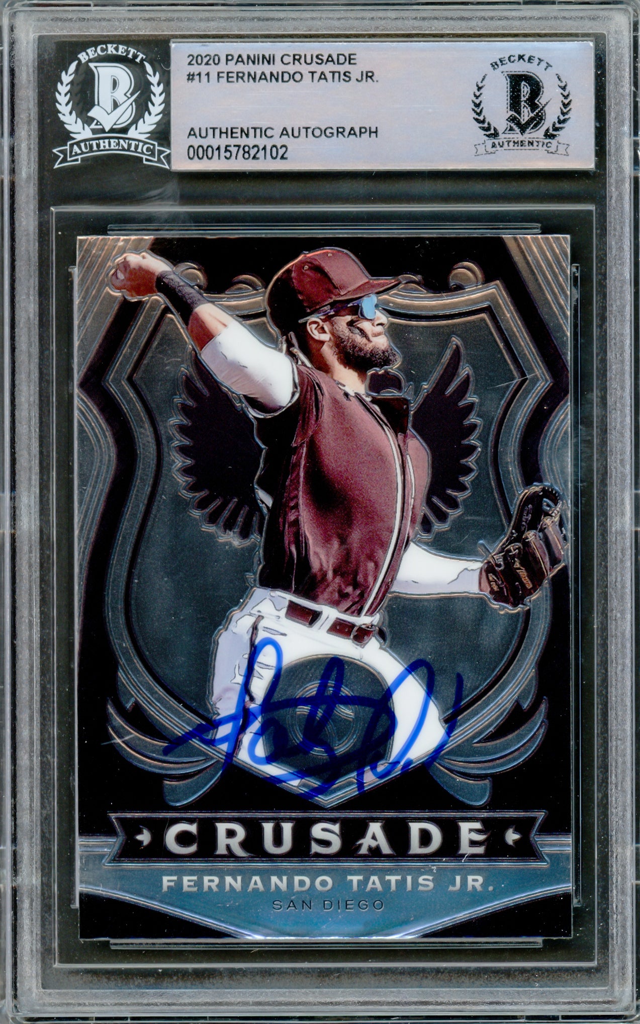 Fernando Tatis Jr. Autographed 2020 Panini Chronicles Crusade Card #11 San Diego Padres Beckett BAS #15782102