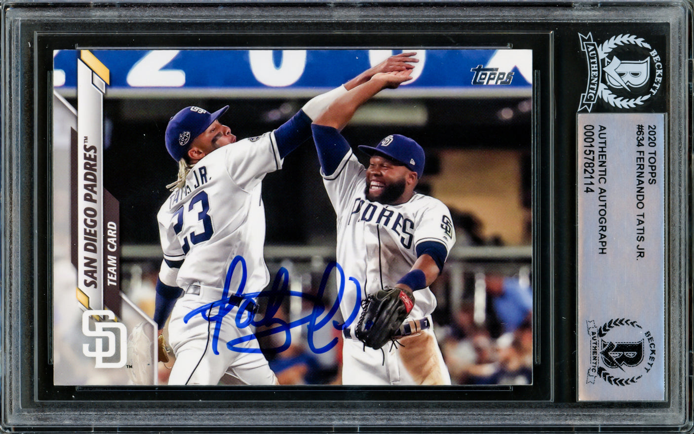 Fernando Tatis Jr. Autographed 2020 Topps Card #634 San Diego Padres Beckett BAS #15782114