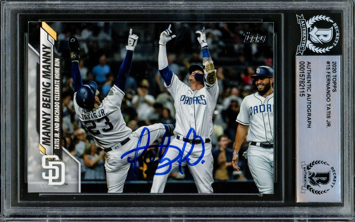 Fernando Tatis Jr. Autographed 2020 Topps Card #15 San Diego Padres Beckett BAS #15782115
