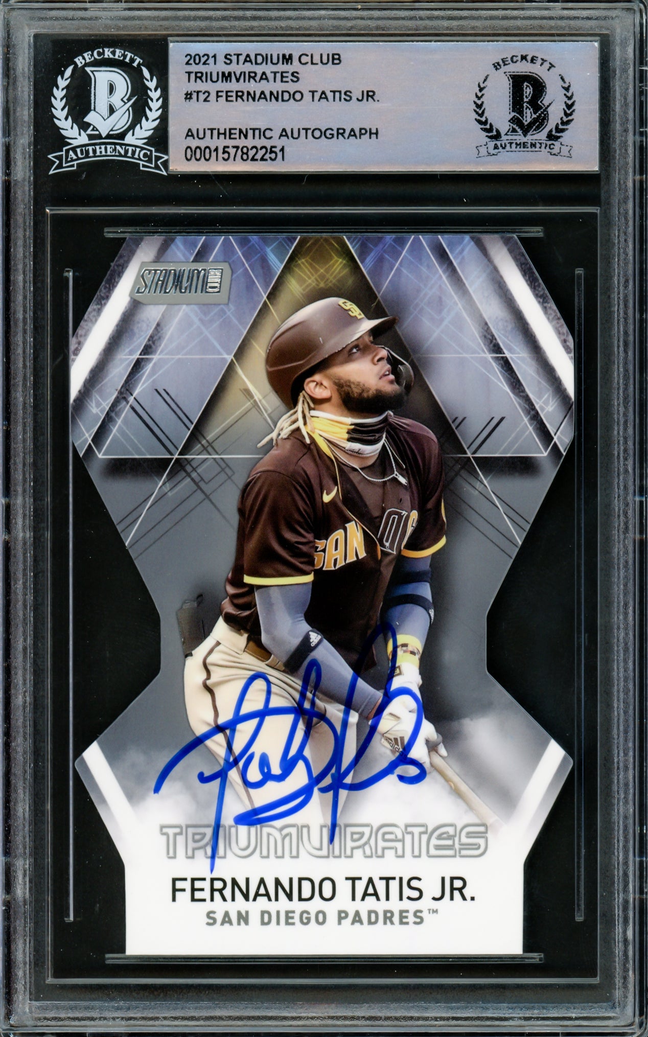 Fernando Tatis Jr. Autographed 2021 Stadium Club Triumvirates Card #T-2 San Diego Padres Beckett BAS #15782251