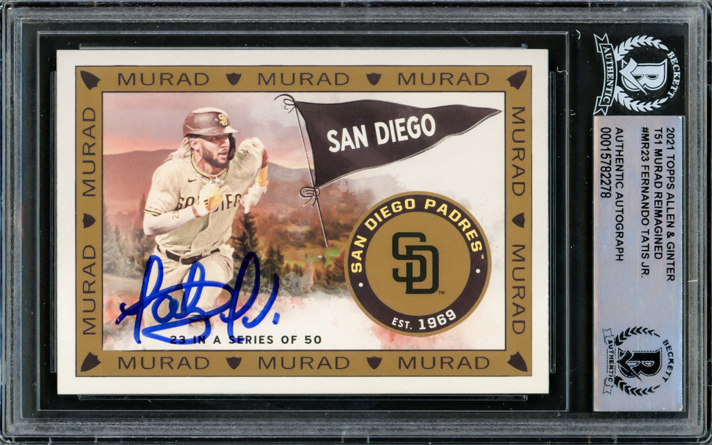 Fernando Tatis Jr. Autographed 2021 Topps Allen & Ginter Murad Reimagined Card #MR-23 San Diego Padres Beckett BAS #15782278