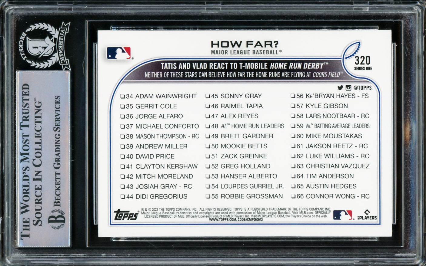 Fernando Tatis Jr. Autographed 2022 Topps Card #320 San Diego Padres Beckett BAS #15782417