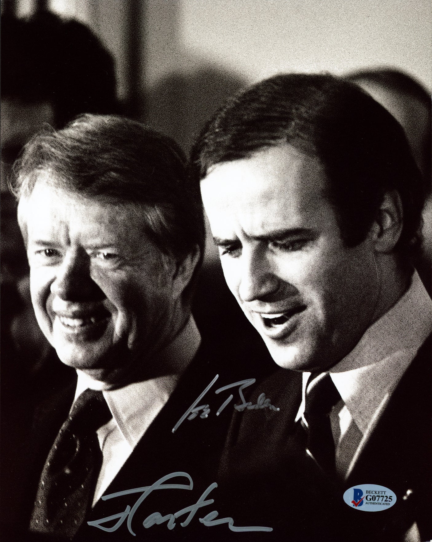 Joe Biden & Jimmy Carter Autographed 8x10 Photo Presidents Beckett BAS #G07725