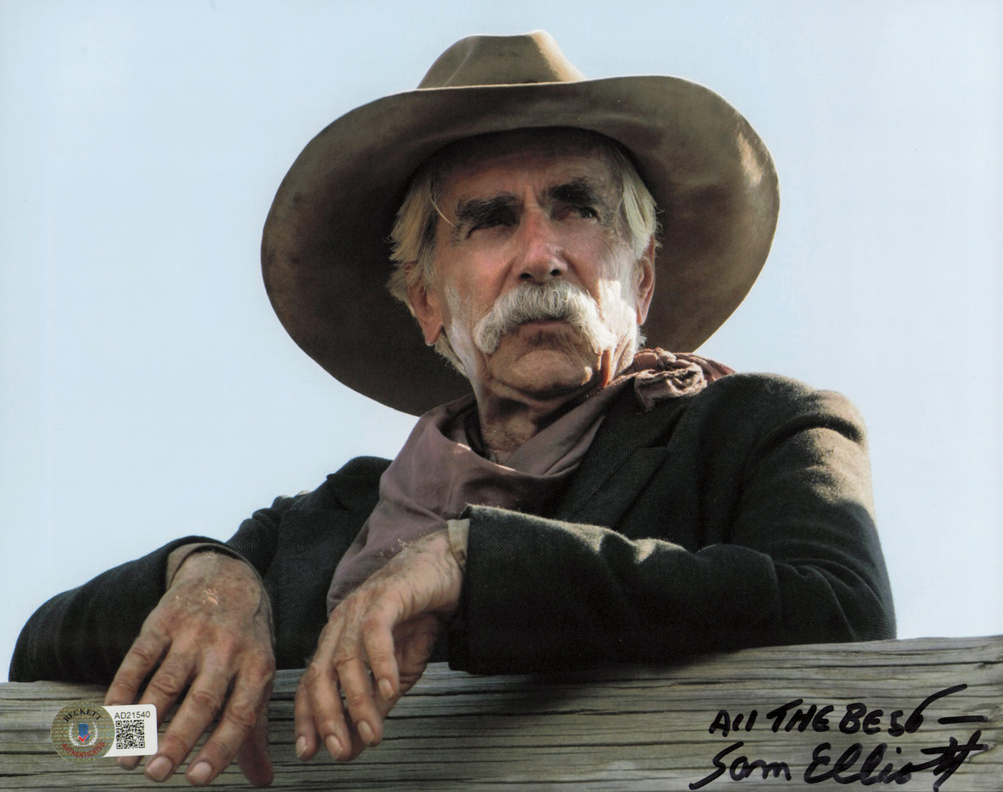 Sam Elliott Autographed 8x10 Photo Tombstone "All The Best" (Removed Personalization) Beckett BAS QR #AD21540