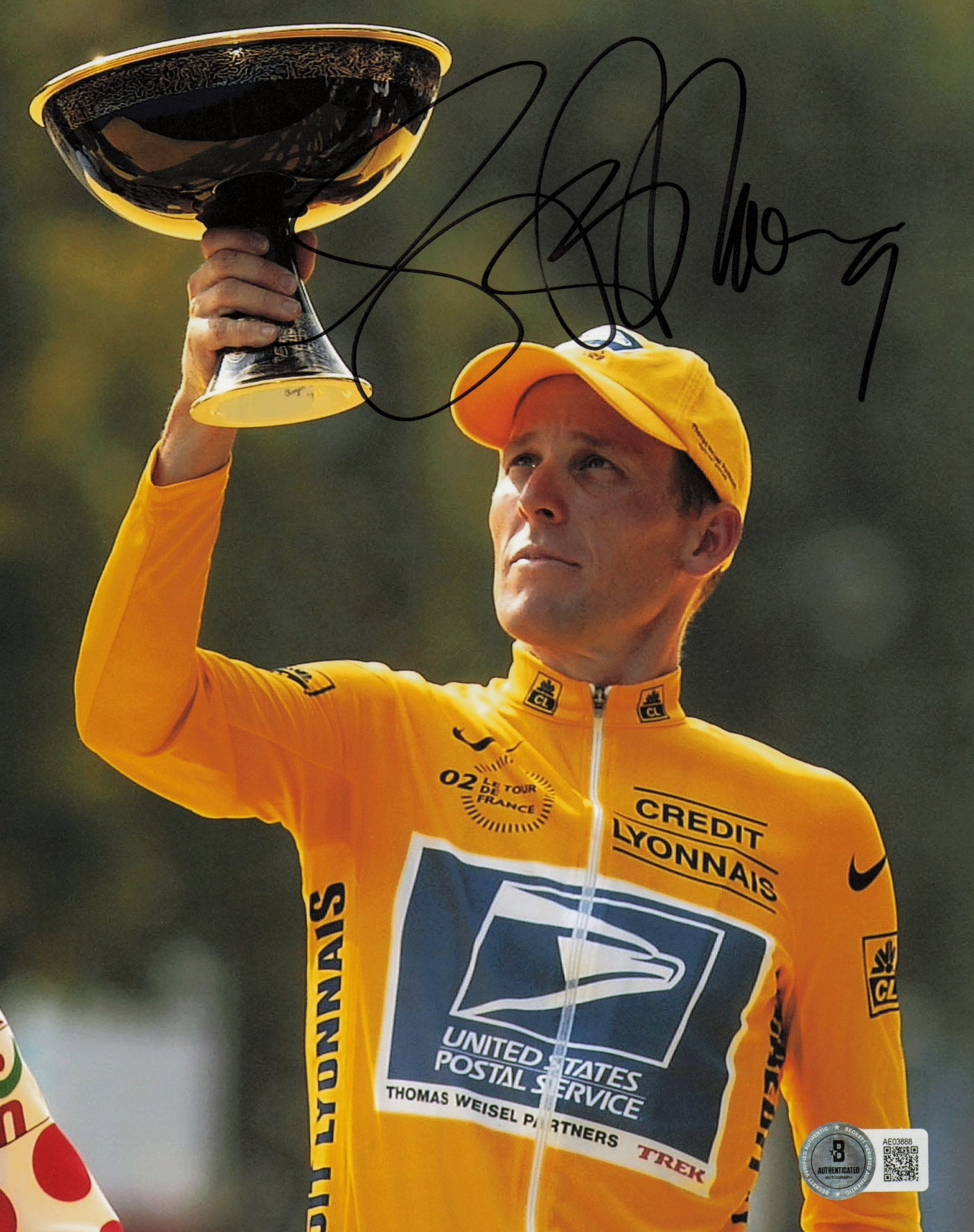 Lance Armstrong Autographed 8x10 Photo Cycling Beckett BAS #AE03888