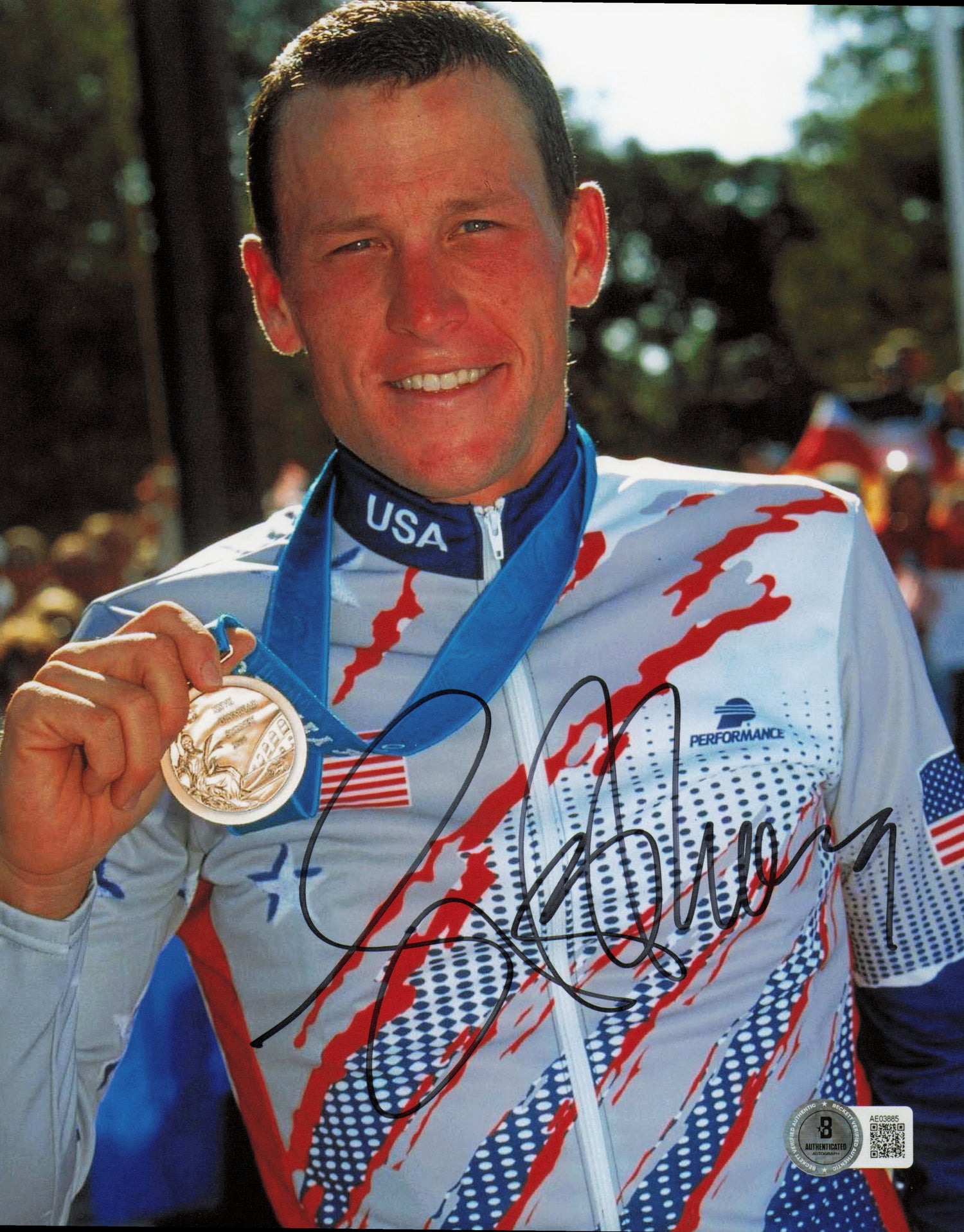 Lance Armstrong Autographed 8x10 Photo Cycling Beckett BAS #AE03885