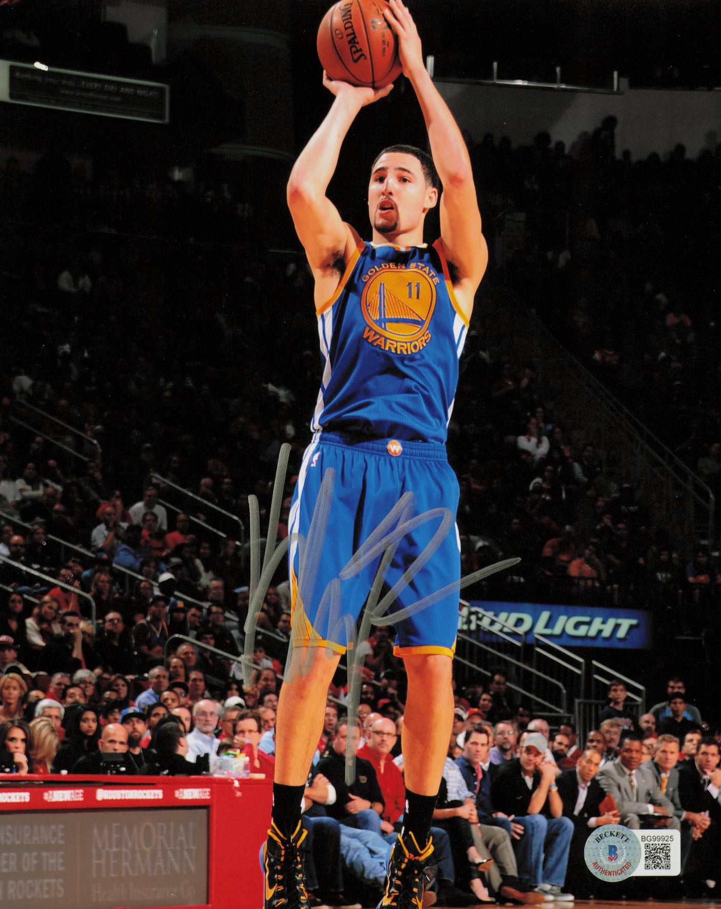 Klay Thompson Autographed 8x10 Photo Golden State Warriors Beckett BAS QR #BG99925