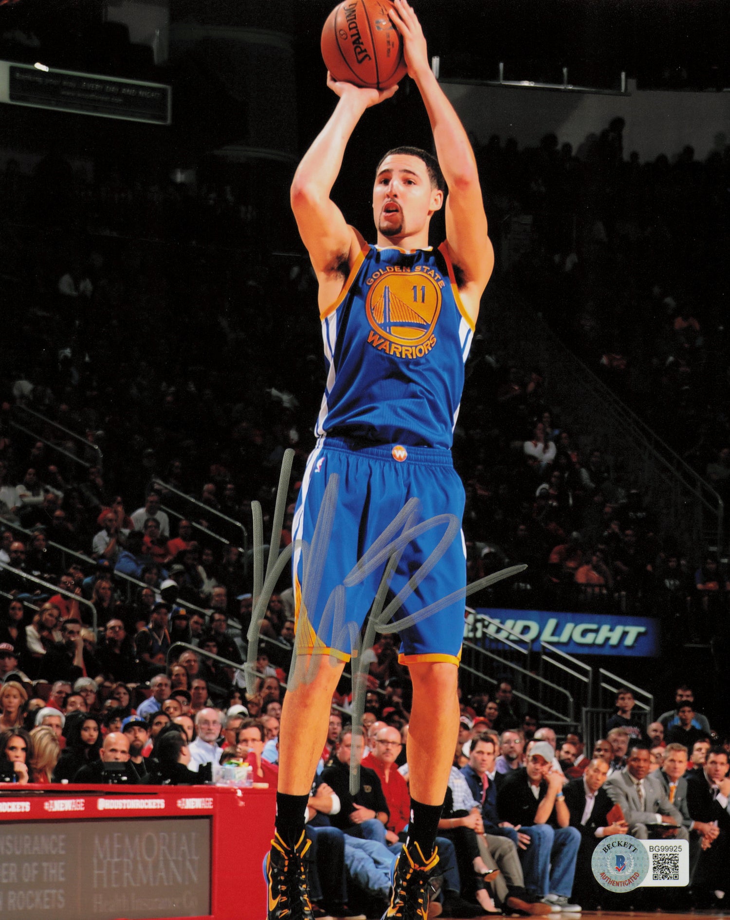 Klay Thompson Autographed 8x10 Photo Golden State Warriors Beckett BAS QR #BG99925