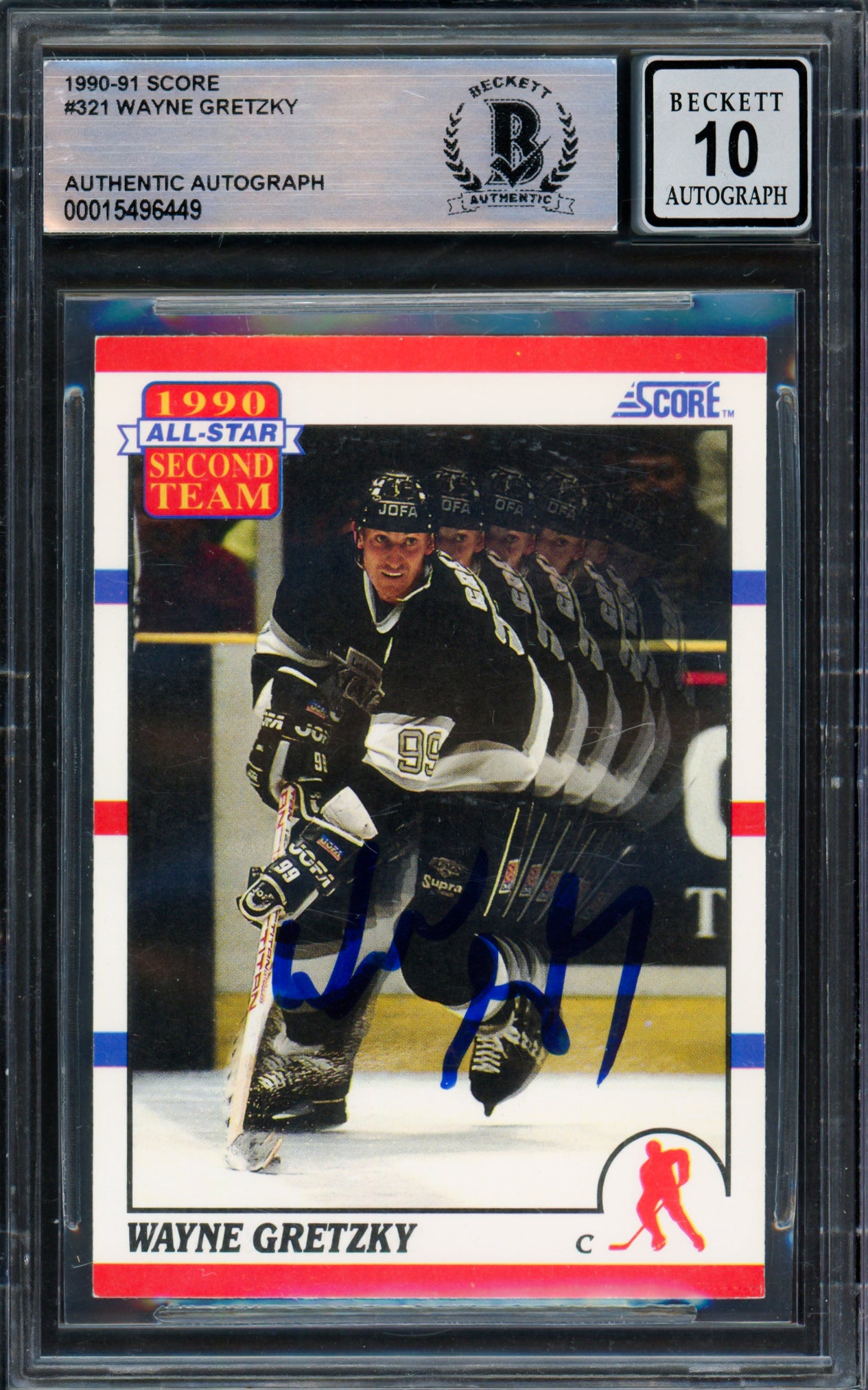 Wayne Gretzky Autographed 1990-91 Score Card #321 Los Angeles Kings Auto Grade Gem Mint 10 Beckett BAS #15496449