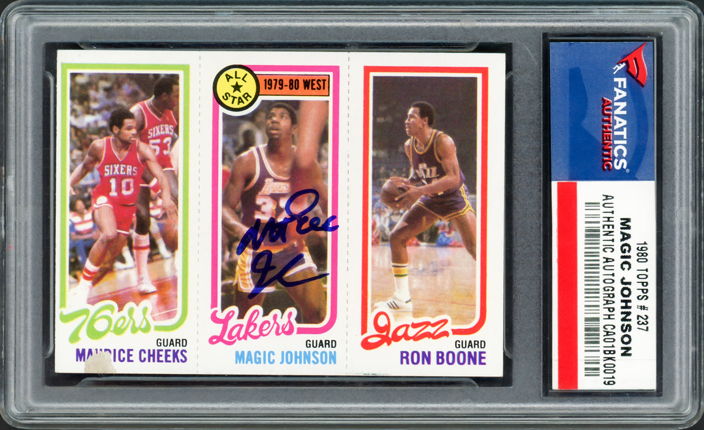 Magic Johnson Autographed 1980 Topps Rookie Card #237 Los Angeles Lakers Fanatics #CA01BK0019