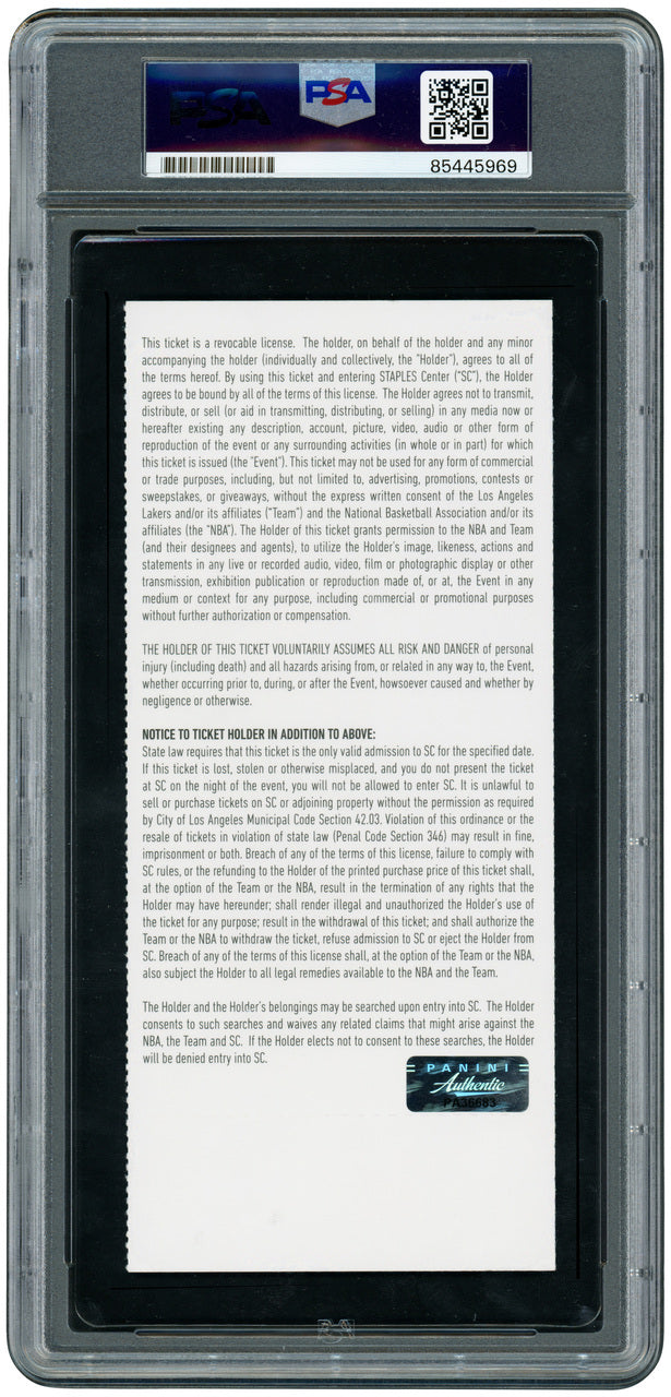 Kobe Bryant Autographed 2010 NBA Finals Game 4 Full Ticket Los Angeles Lakers Panini & PSA/DNA #85445969