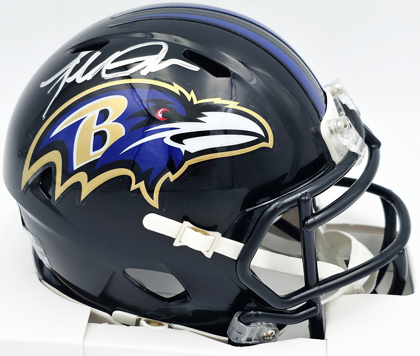 Terrell Suggs Autographed Baltimore Ravens Black Speed Mini Helmet Beckett BAS Witness #2W637321