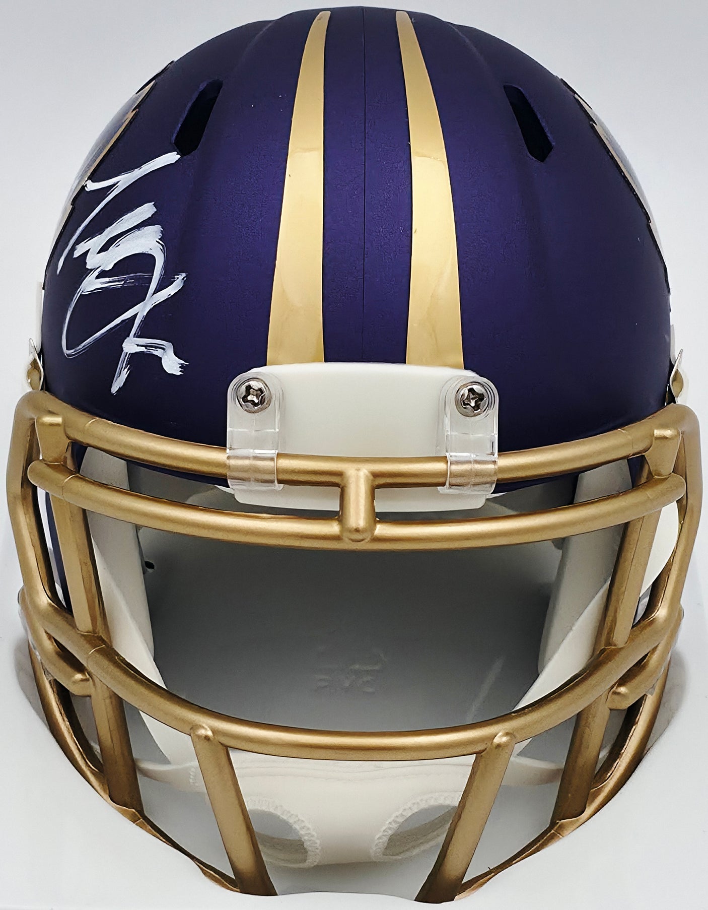 Terrell Suggs Autographed Baltimore Ravens Purple Speed Rave Mini Helmet Beckett BAS Witness #2W637228