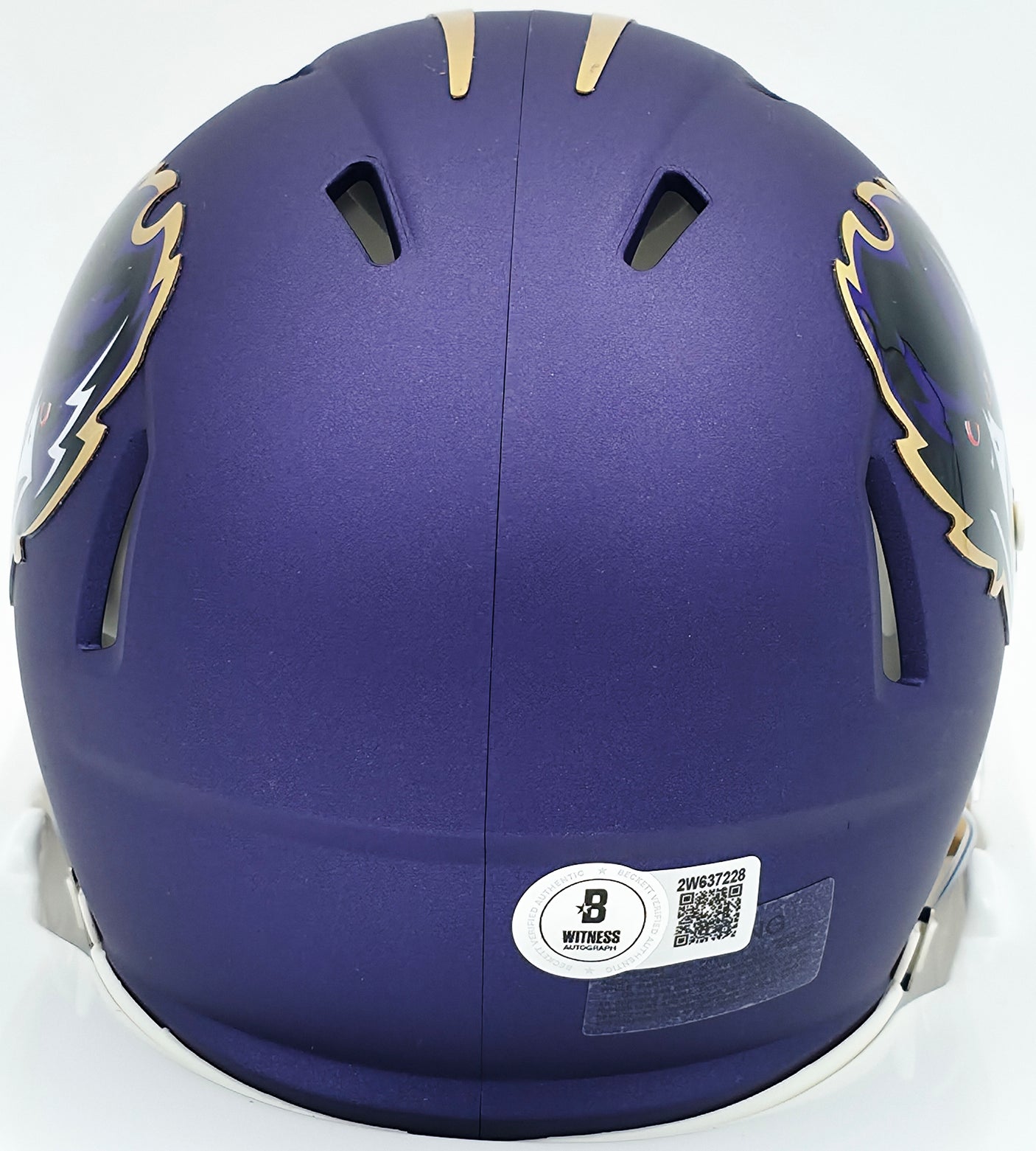 Terrell Suggs Autographed Baltimore Ravens Purple Speed Rave Mini Helmet Beckett BAS Witness #2W637228