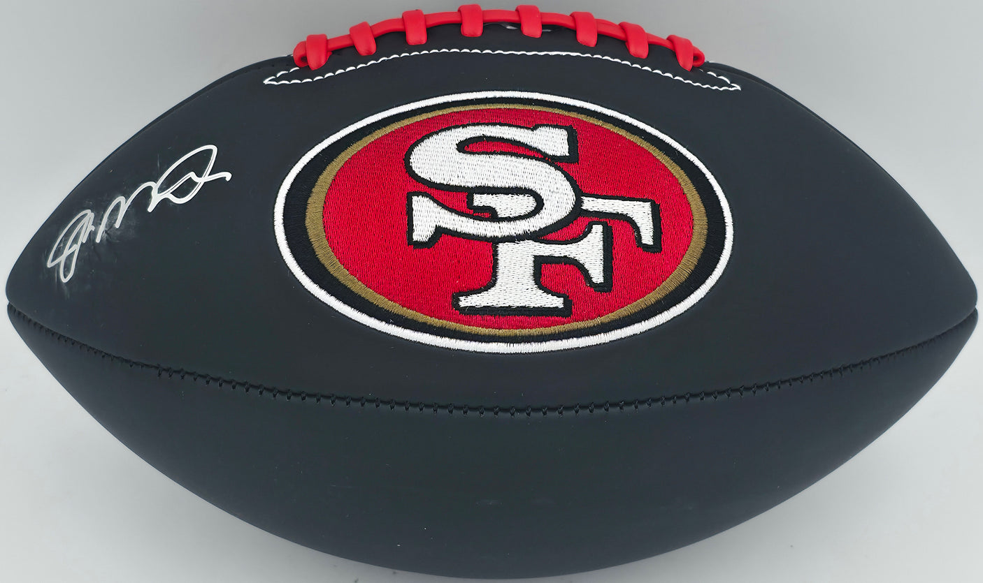 Joe Montana Autographed San Francisco 49ers Official Black Logo Football Beckett BAS Witness #WA82172