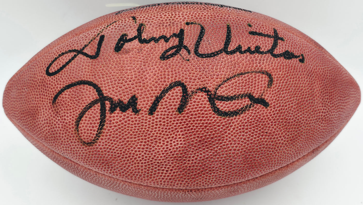 Johnny Unitas & Joe Montana Autographed Official NFL Leather Game Football Beckett BAS #A75810