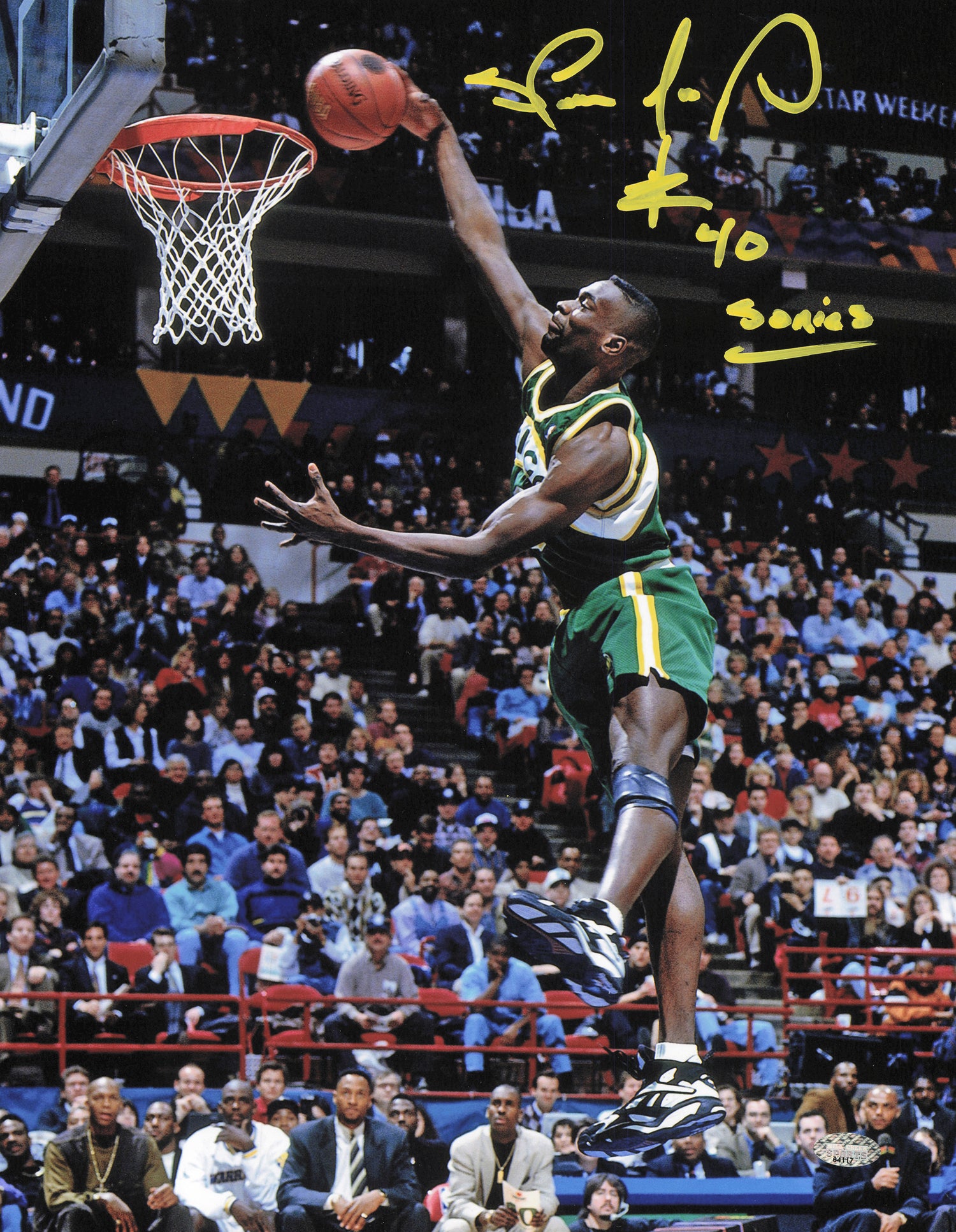 Shawn Kemp Autographed 11x14 Photo Seattle Supersonics "6x All Star" MCS Holo #64117