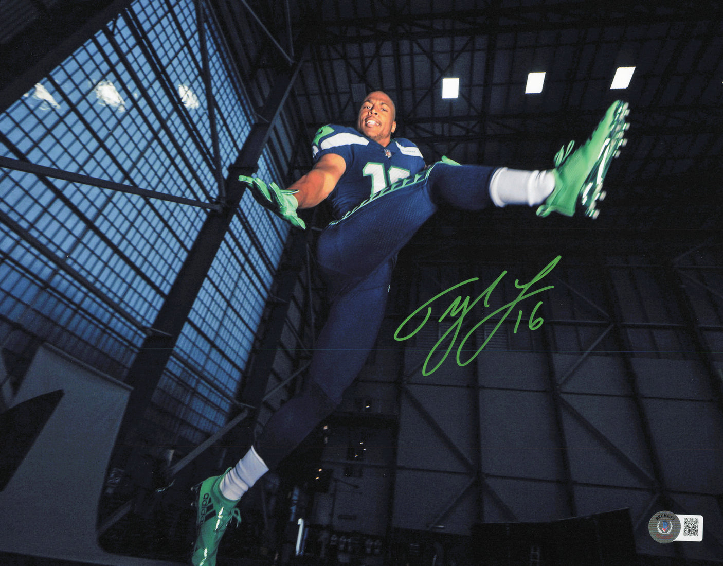 Tyler Lockett Autographed 11x14 Photo Seattle Seahawks Beckett BAS Witness #1W198196