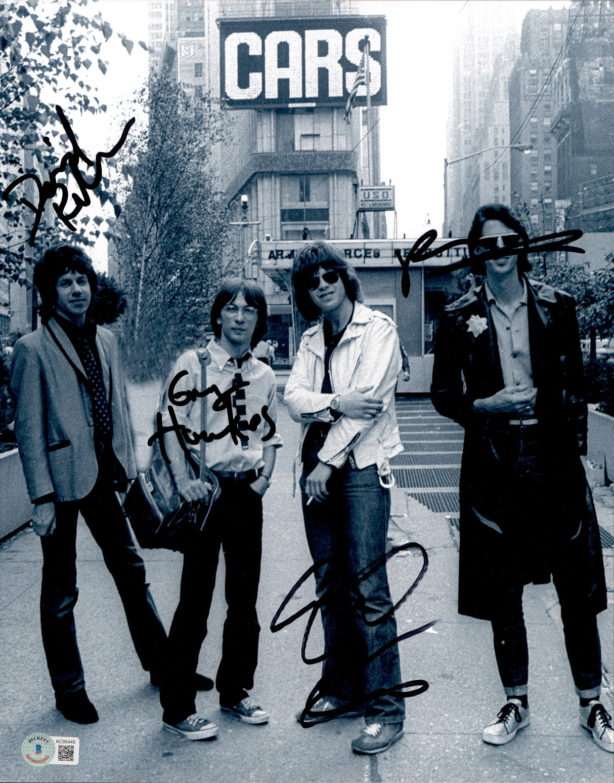 The Cars Autographed 11x14 Photo Band Ric Ocasek & Others Beckett BAS #AC95450