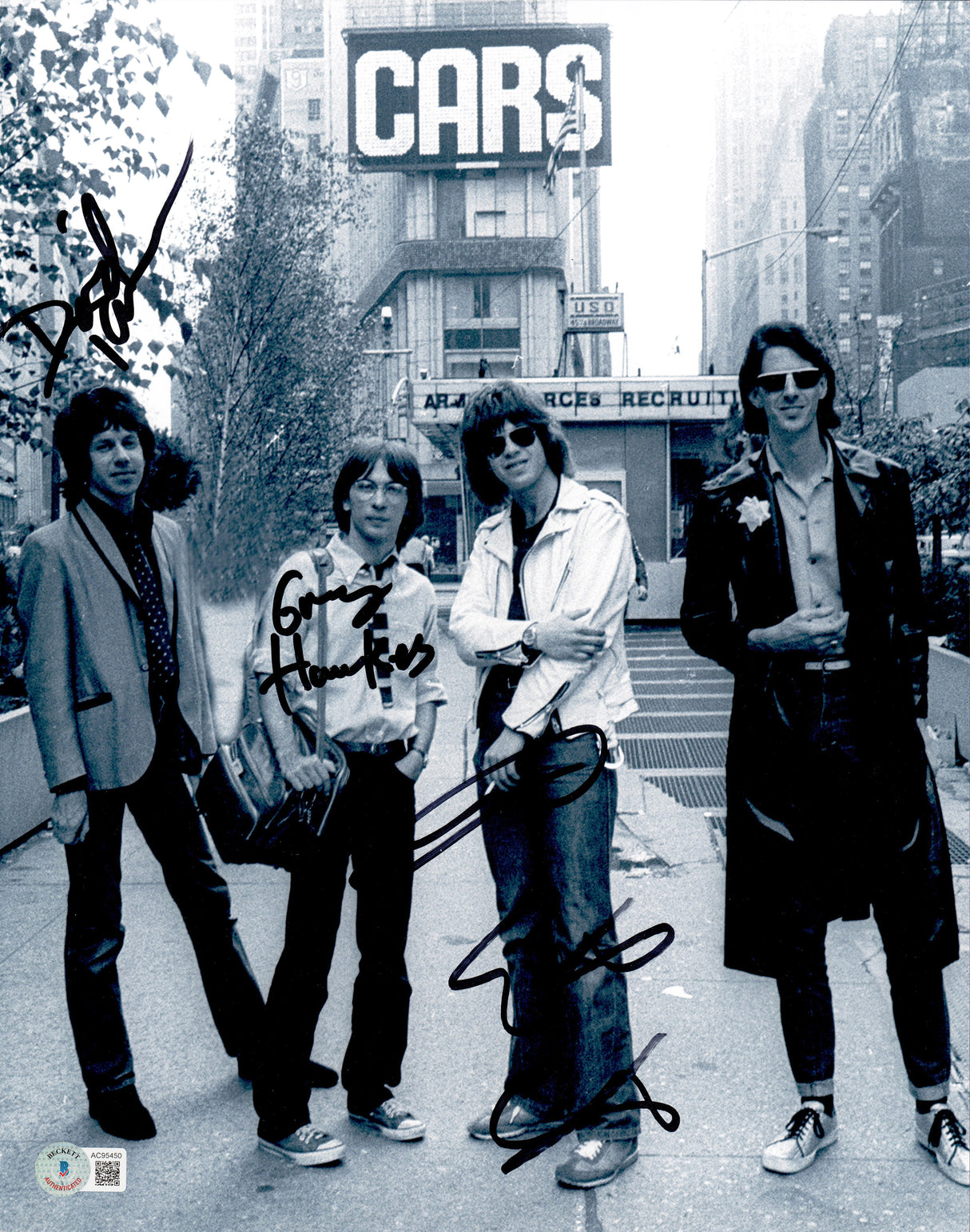 The Cars Autographed 11x14 Photo Band Ric Ocasek & Others Beckett BAS #AC95451