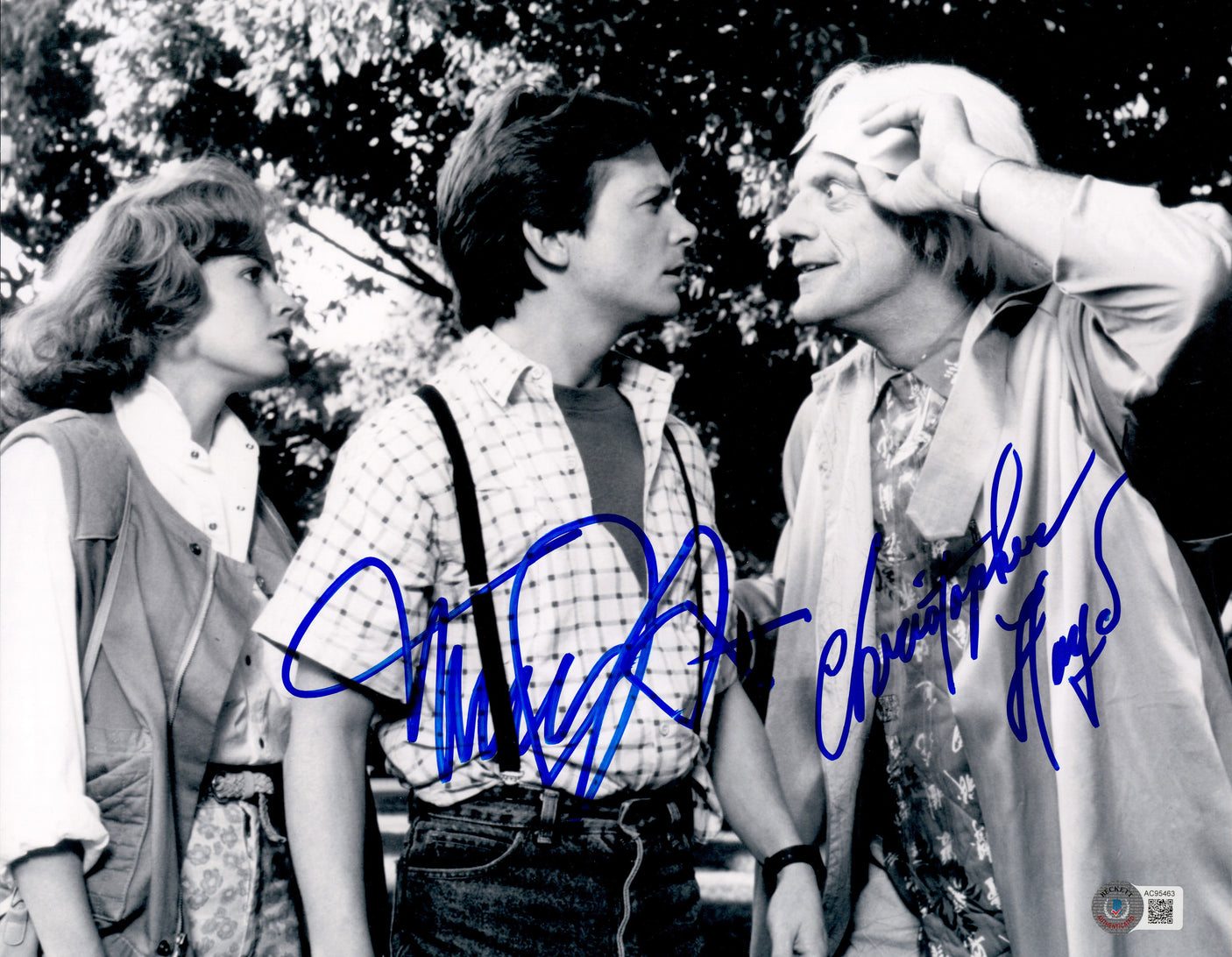 Michael J. Fox & Christopher Lloyd Autographed 11x14 Photo Back To The Future Beckett BAS #AC95463