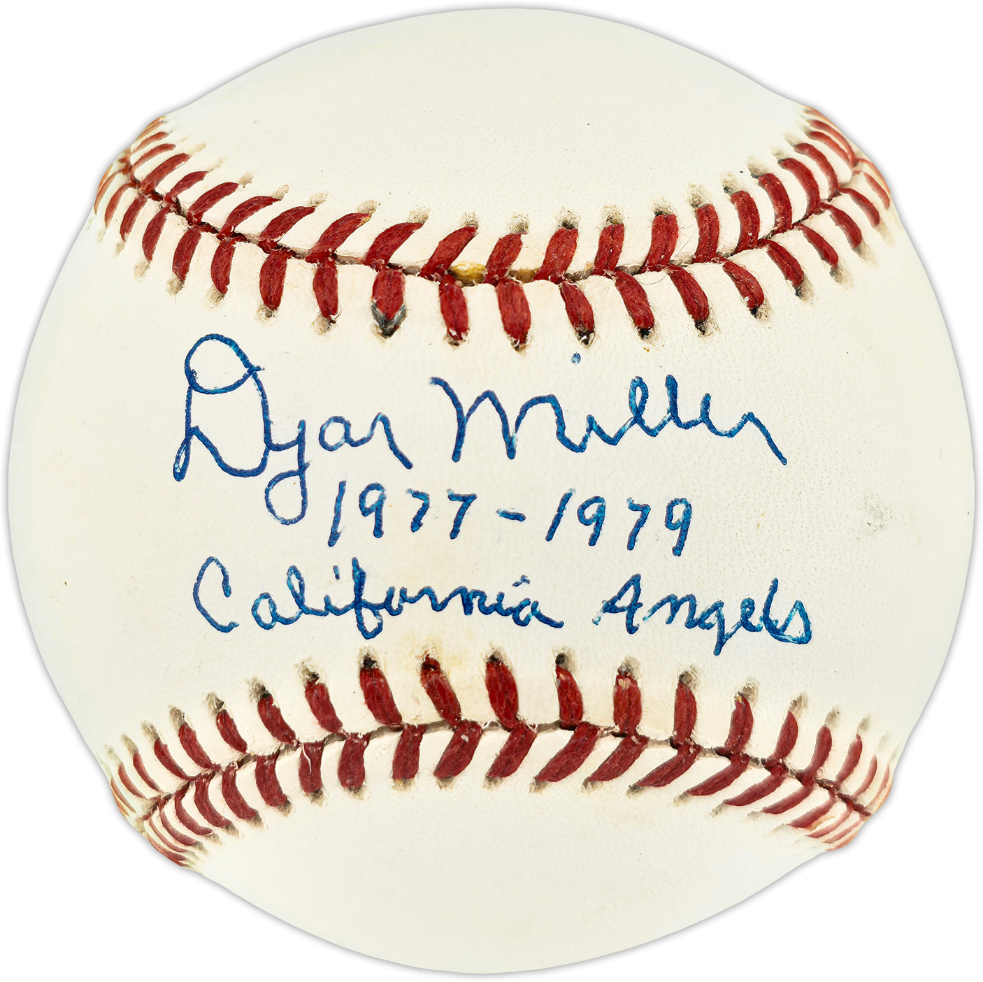 Dyar Miller Autographed Official League Baseball California Angels "1977-79 California Angels" Beckett BAS QR #BR51164